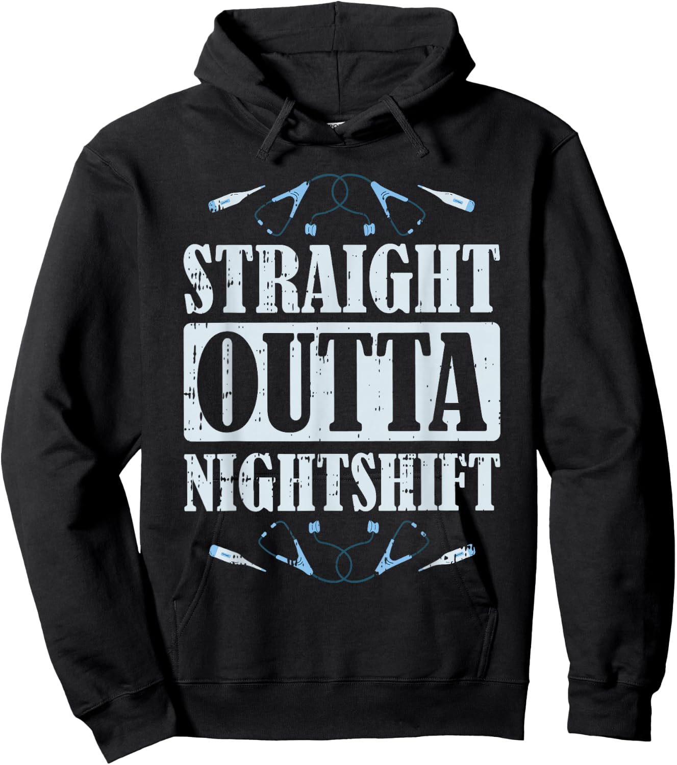 Fun Nurse Nursing Hospital - Straight Outta Nightshift Hoodie - Hoodie | Black