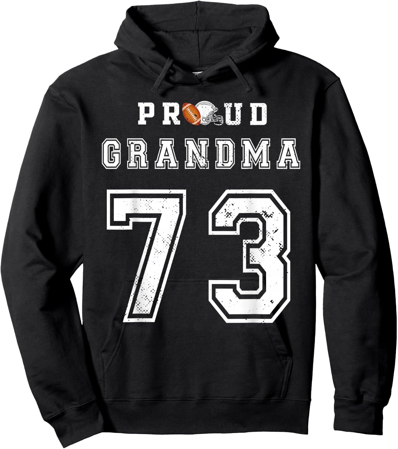 Custom Proud Football Grandma Number 73 Personalized Hoodie - Hoodie | Black