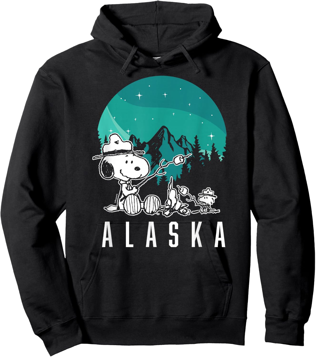 Peanuts - Snoopy Woodstock Campfire Smores Alaska Hoodie - Hoodie | Black
