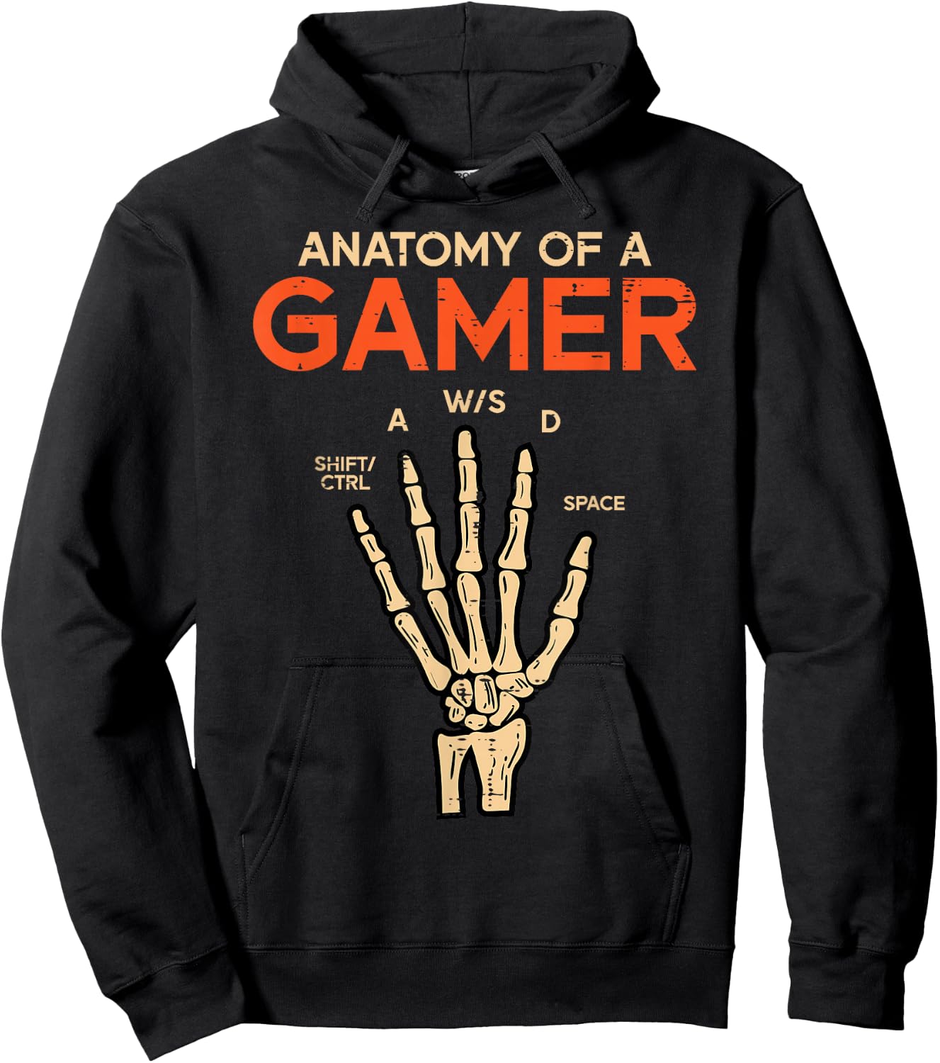 Anatomy of A Gamer Skeleton Hand Funny Men Boys Kids Teens Hoodie - Hoodie | Black
