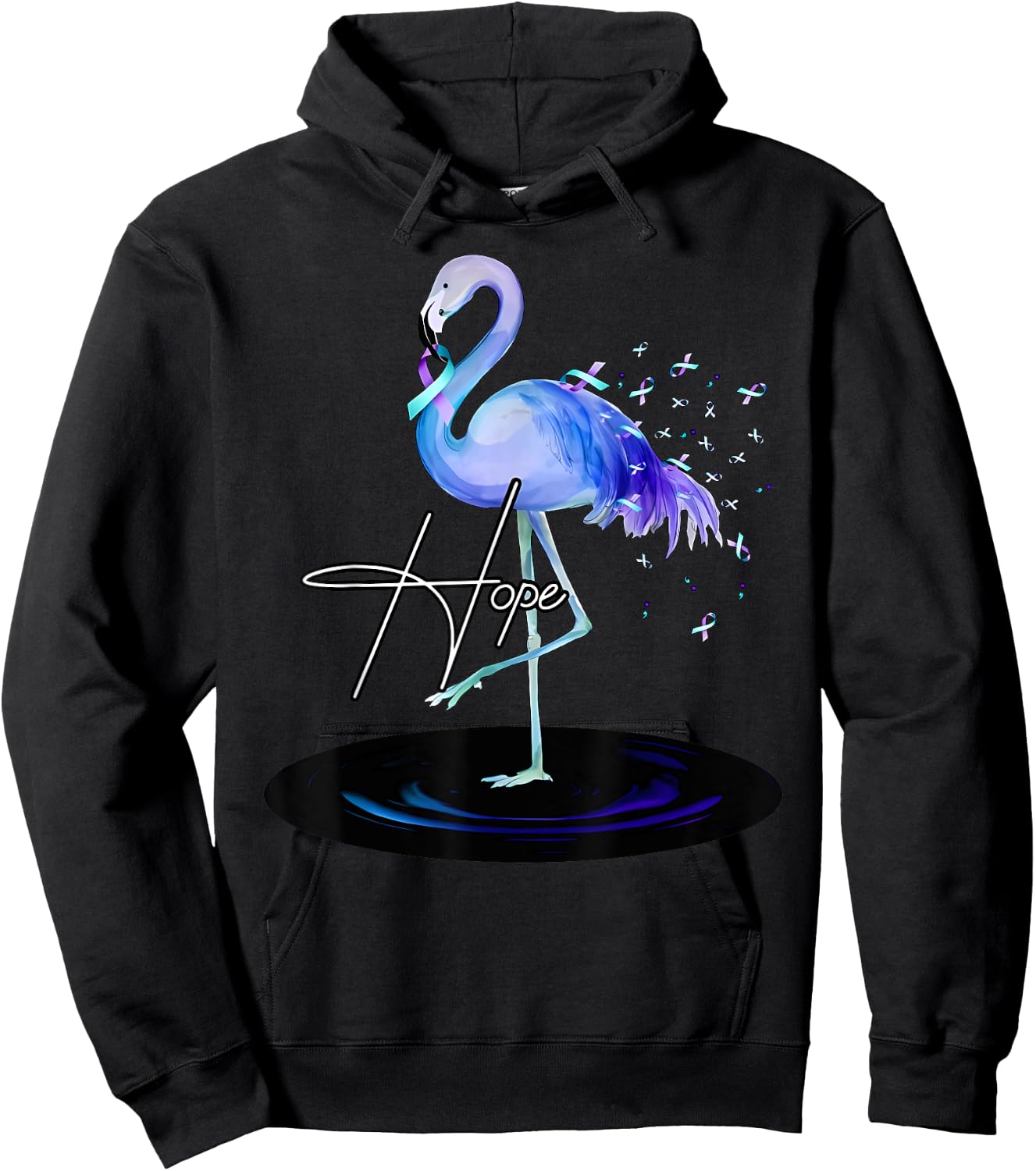 Hope With Flamingo Suicide Prevention Awareness Hoodie - Hoodie | Black