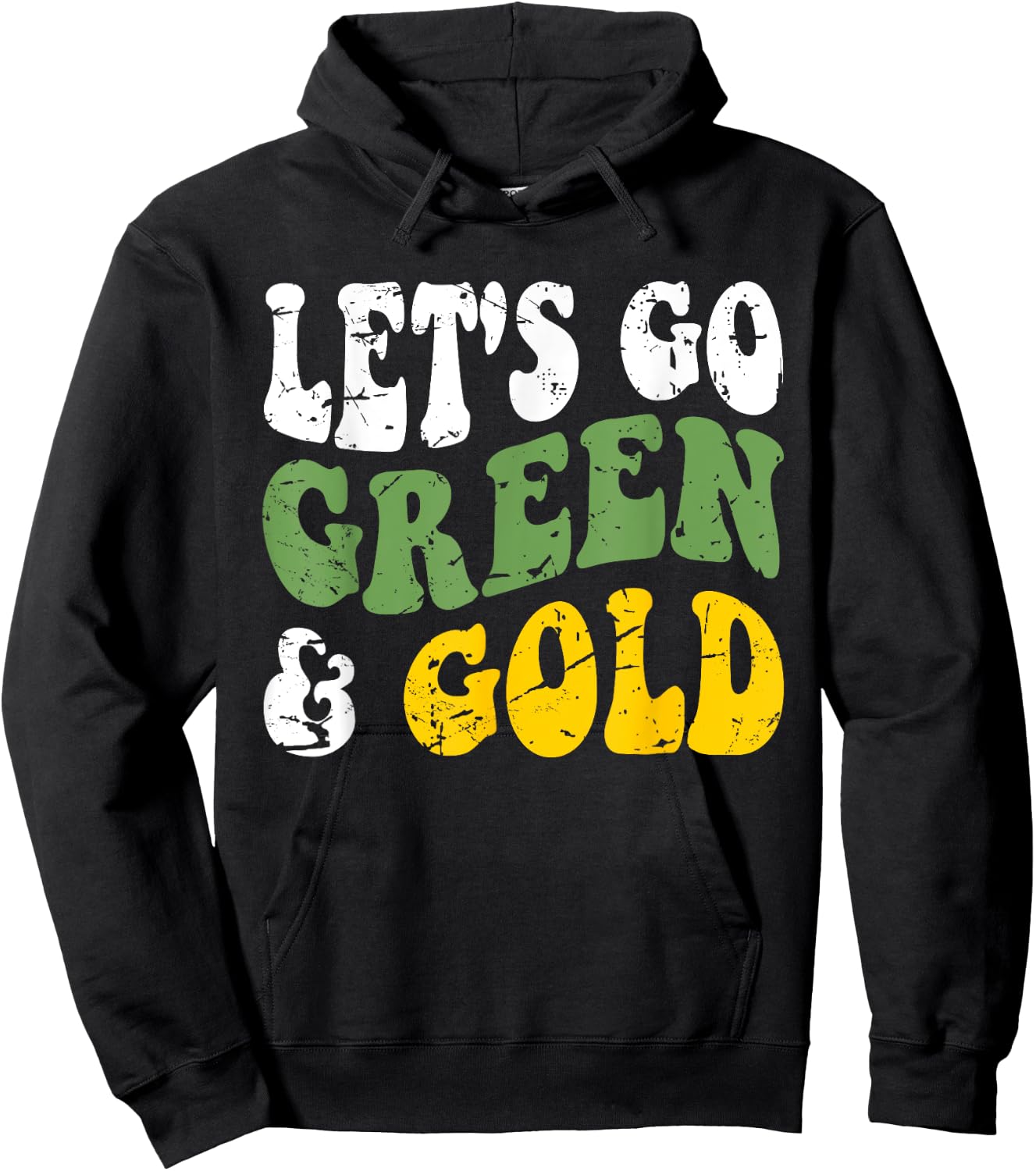 Let's Go Green & Gold Groovy Game Day Team Favorite Colors Hoodie - Hoodie | Black