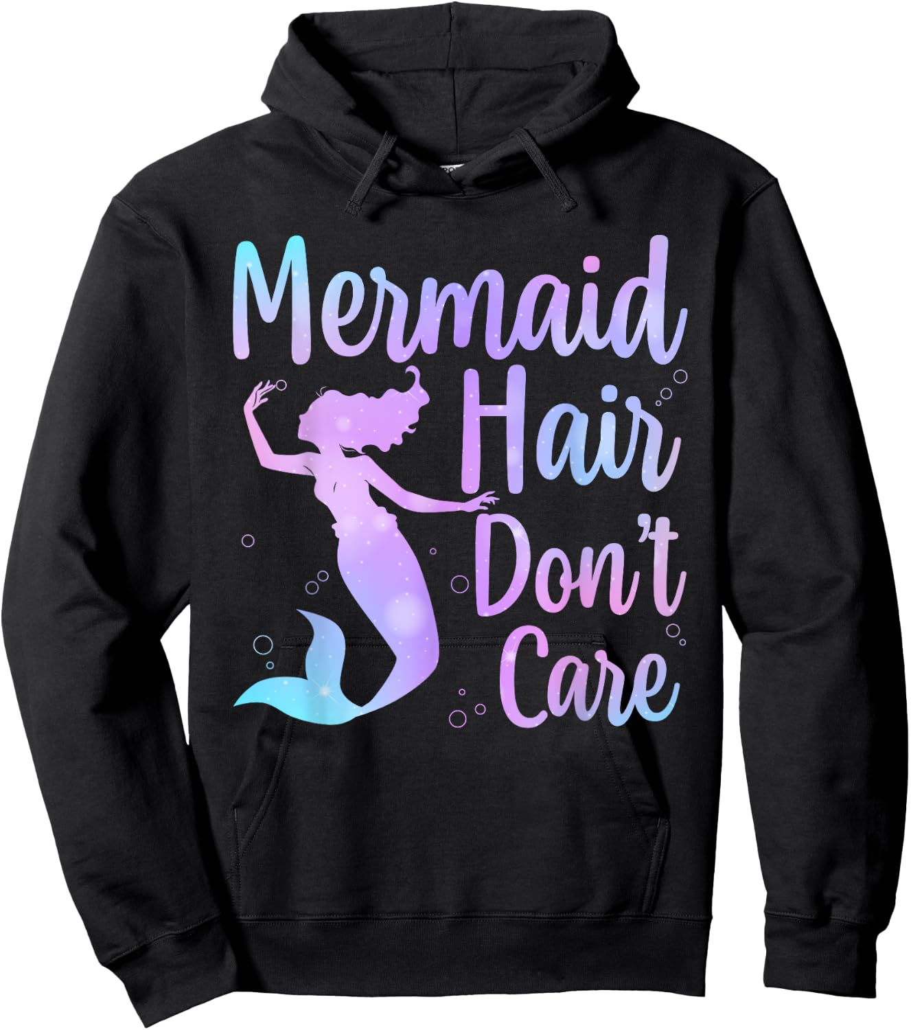 Cool Mermaid Girls Kids Mermaid Hair Don't Care Hoodie - Hoodie | Black