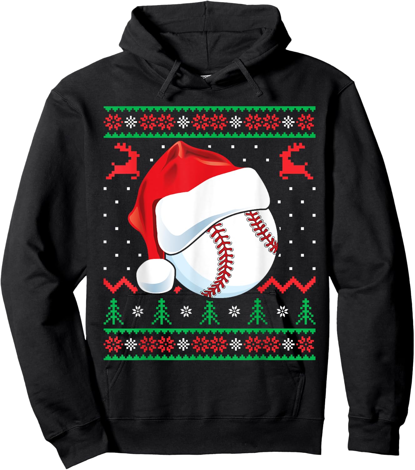 Funny Baseball Ugly Christmas Sweater Boys Sports Xmas Hoodie - Hoodie | Black