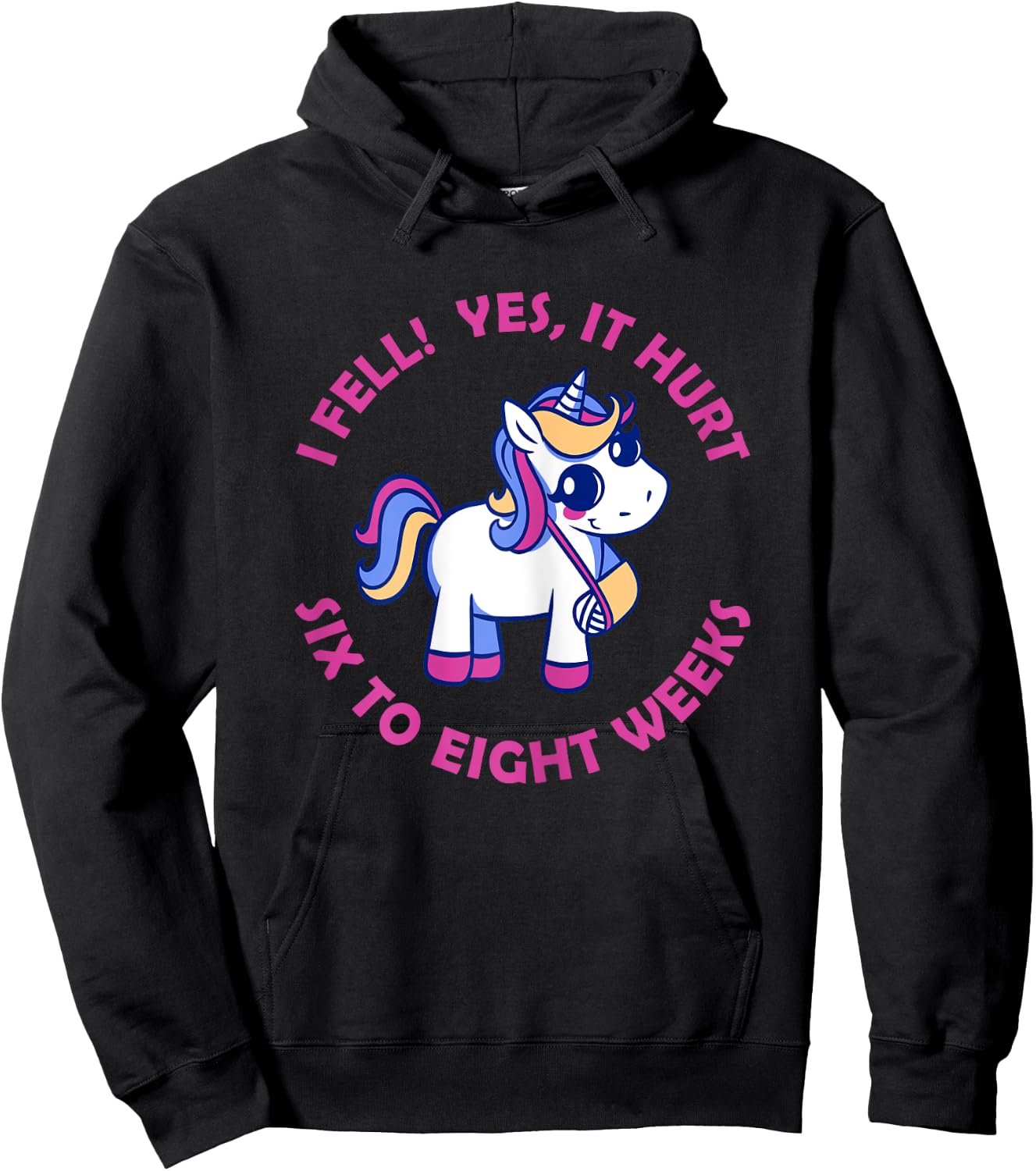 Unicorn Broken Arm I Fell Yes It Hurt for Girls Hoodie - Hoodie | Black