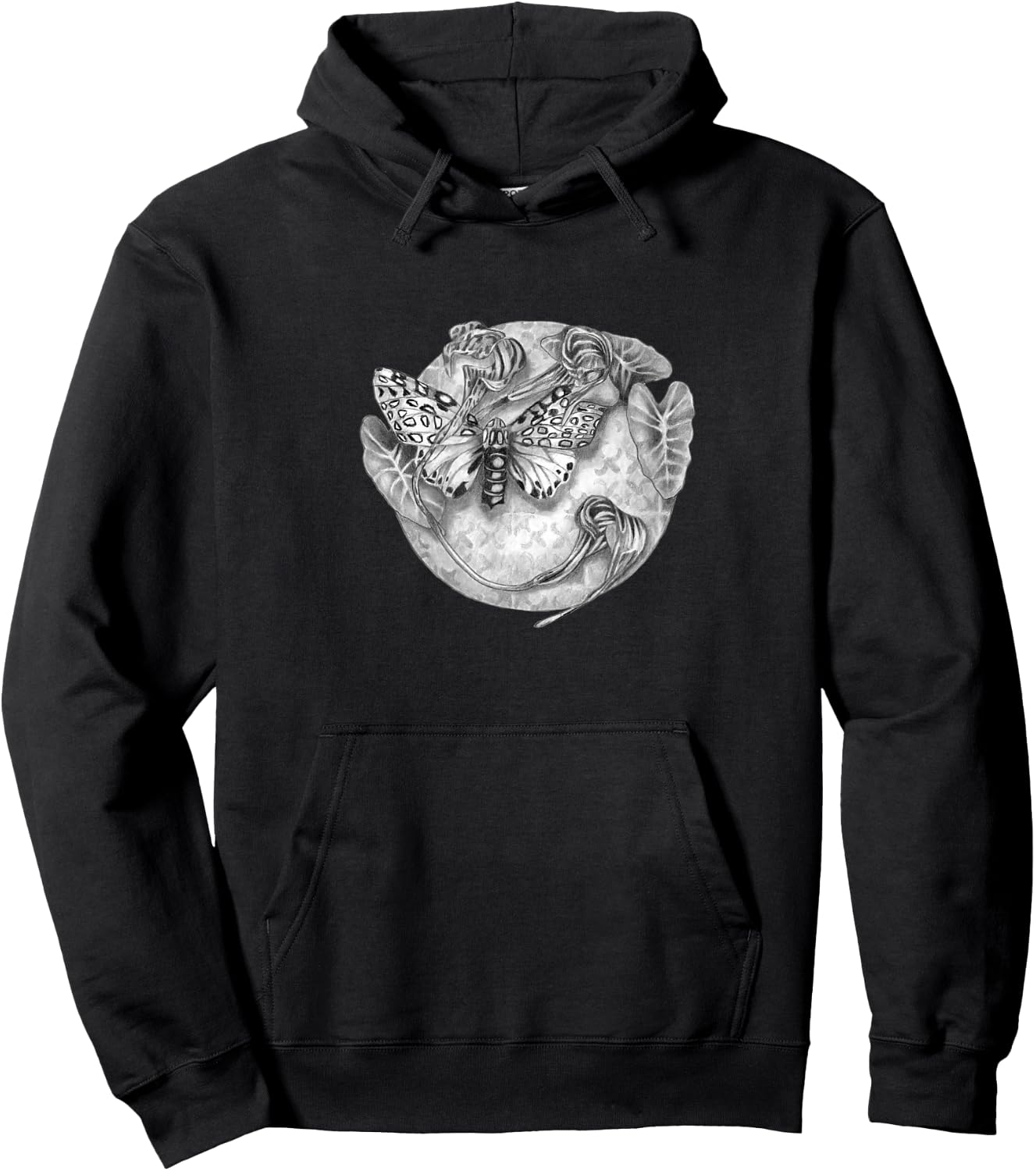 Giant leopard moth and leaves novelty design plants insects Hoodie - Hoodie | Black