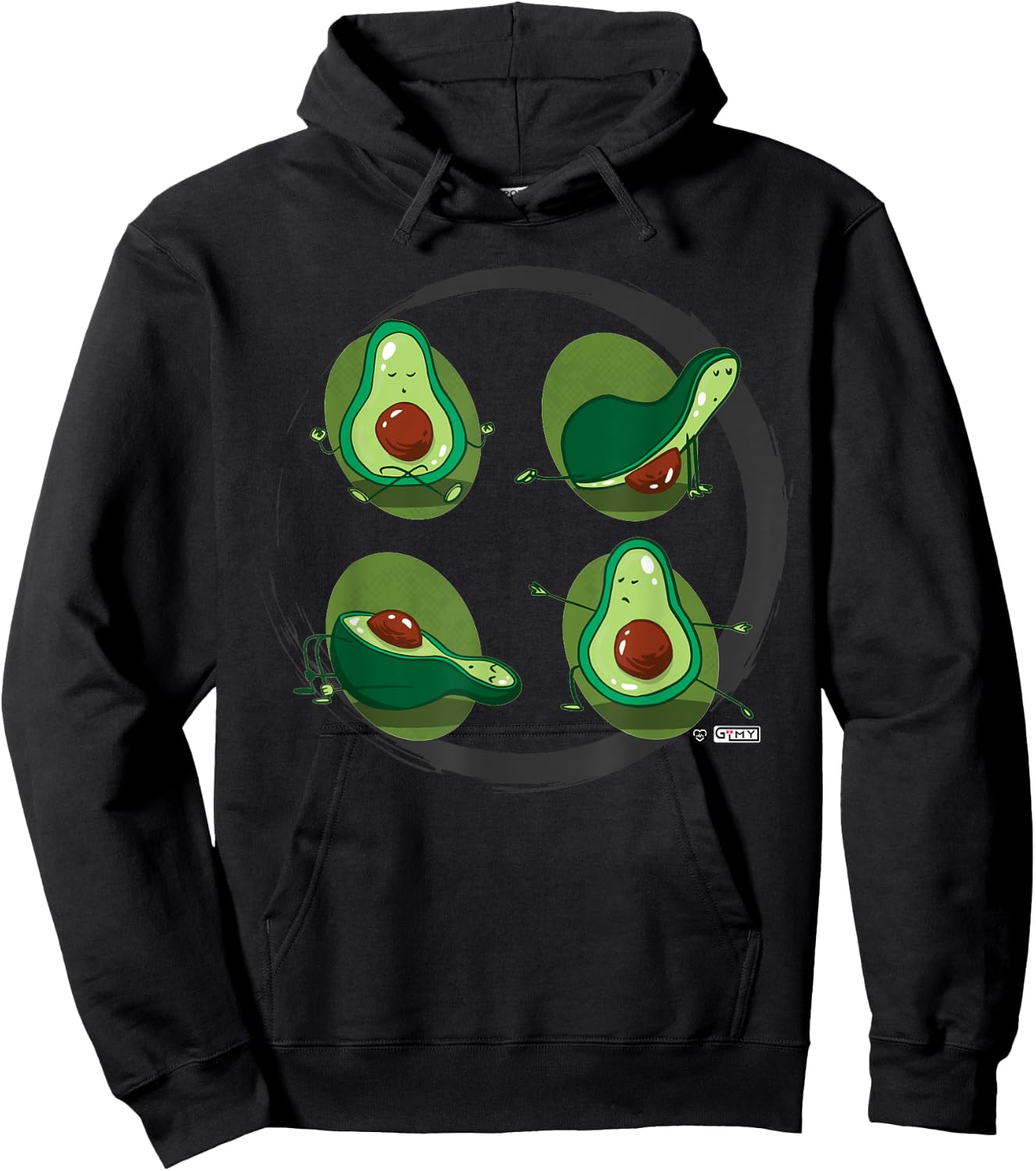 Yogavocado Poses, Funny Tropical Fruit Doing Yoga Poses Hoodie - Hoodie | Black