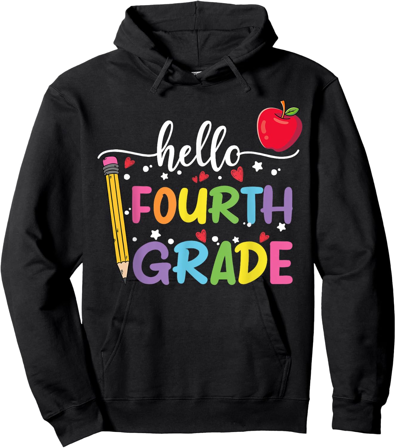 Hello Fourth Grade Team 4th Grade Back to School Teacher Kid Hoodie - Hoodie | Black