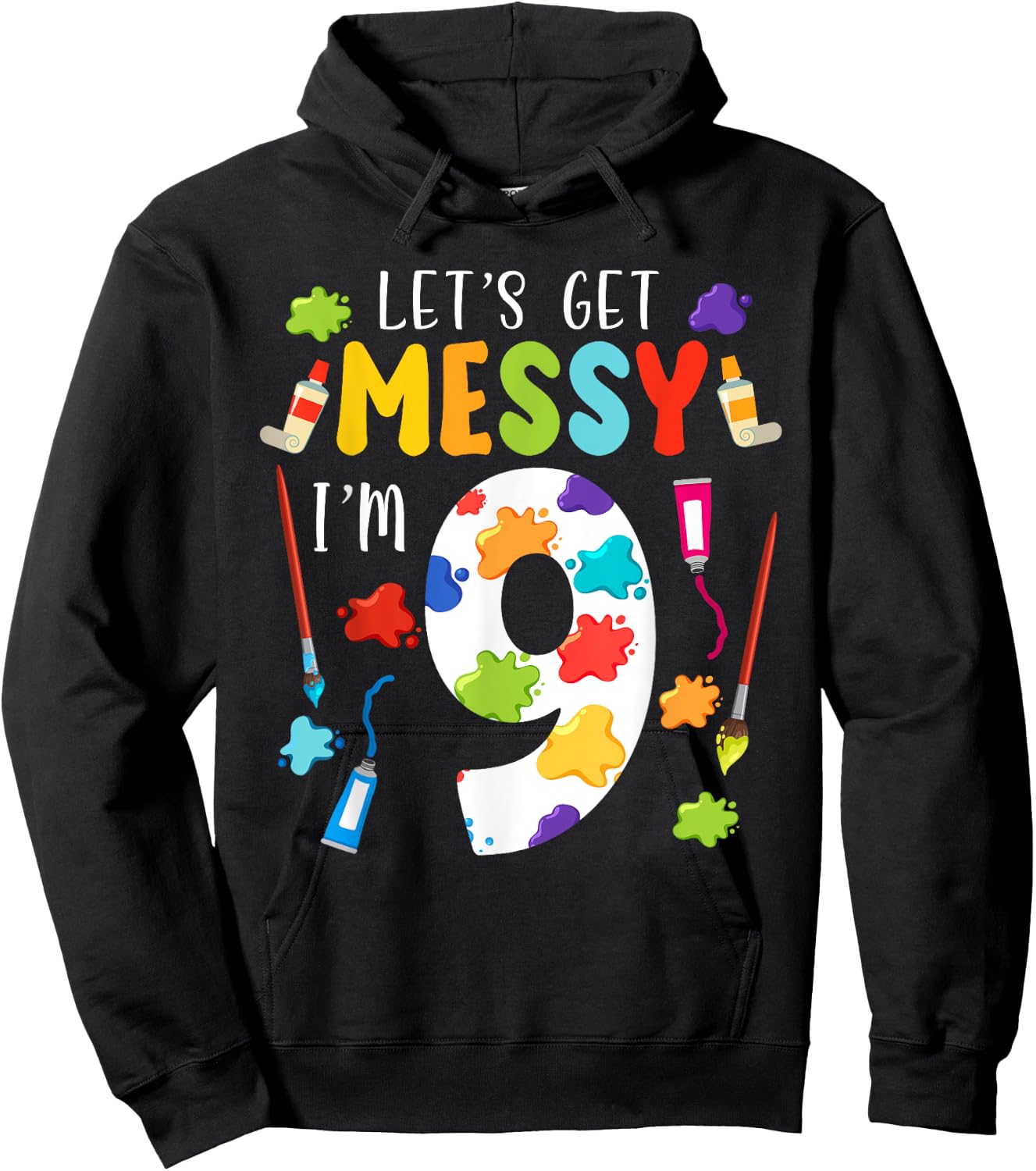 Art Painting 9th Birthday Artist 9 Years old Party Theme Hoodie - Hoodie | Black