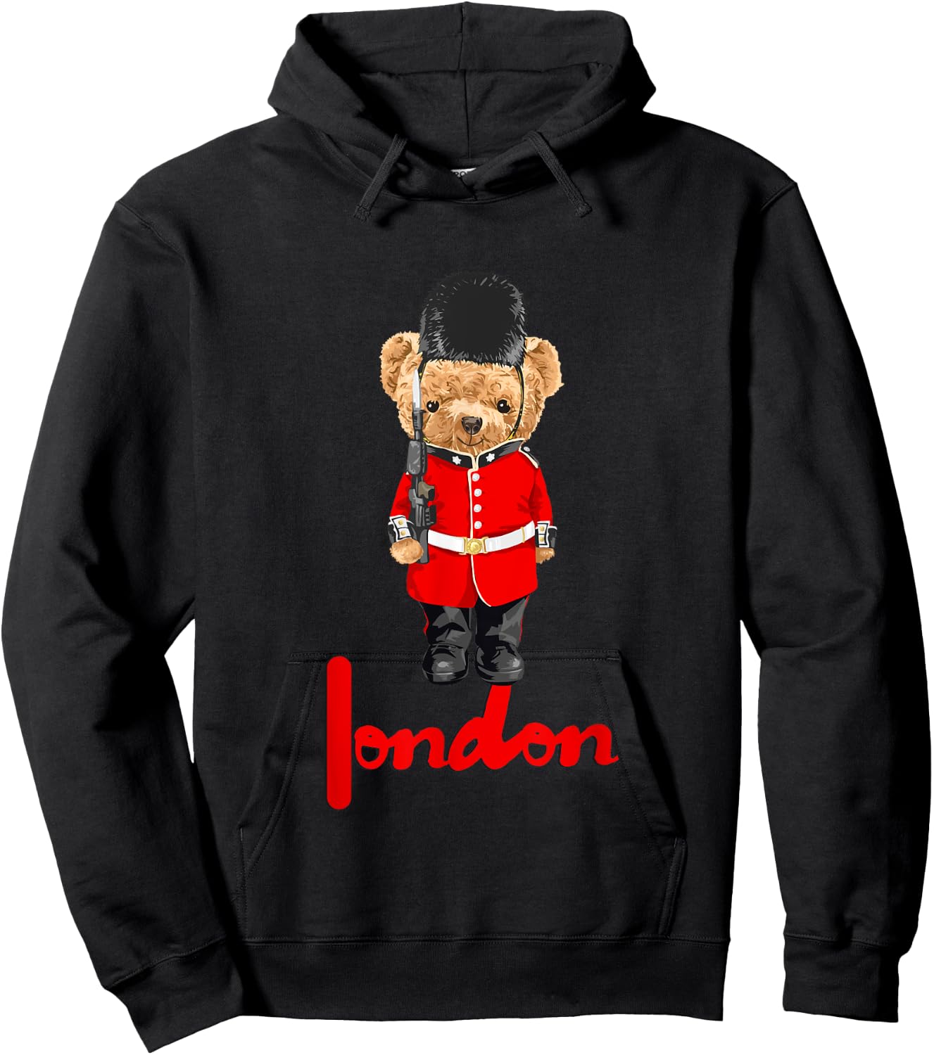 Cool London Teddy Bear Illustration Novelty Graphic Designs Hoodie - Hoodie | Black