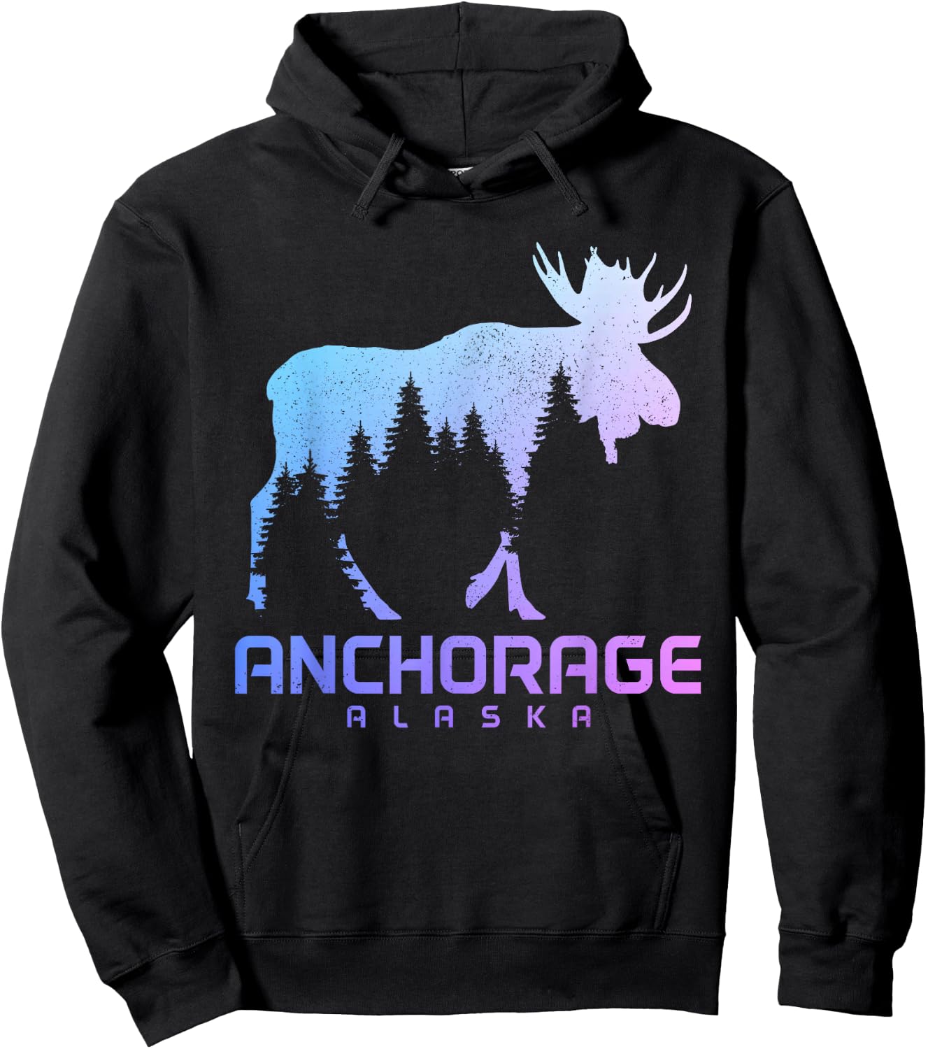 Anchorage Alaska Vintage Moose Souvenir Hoodie - Hoodie | Black