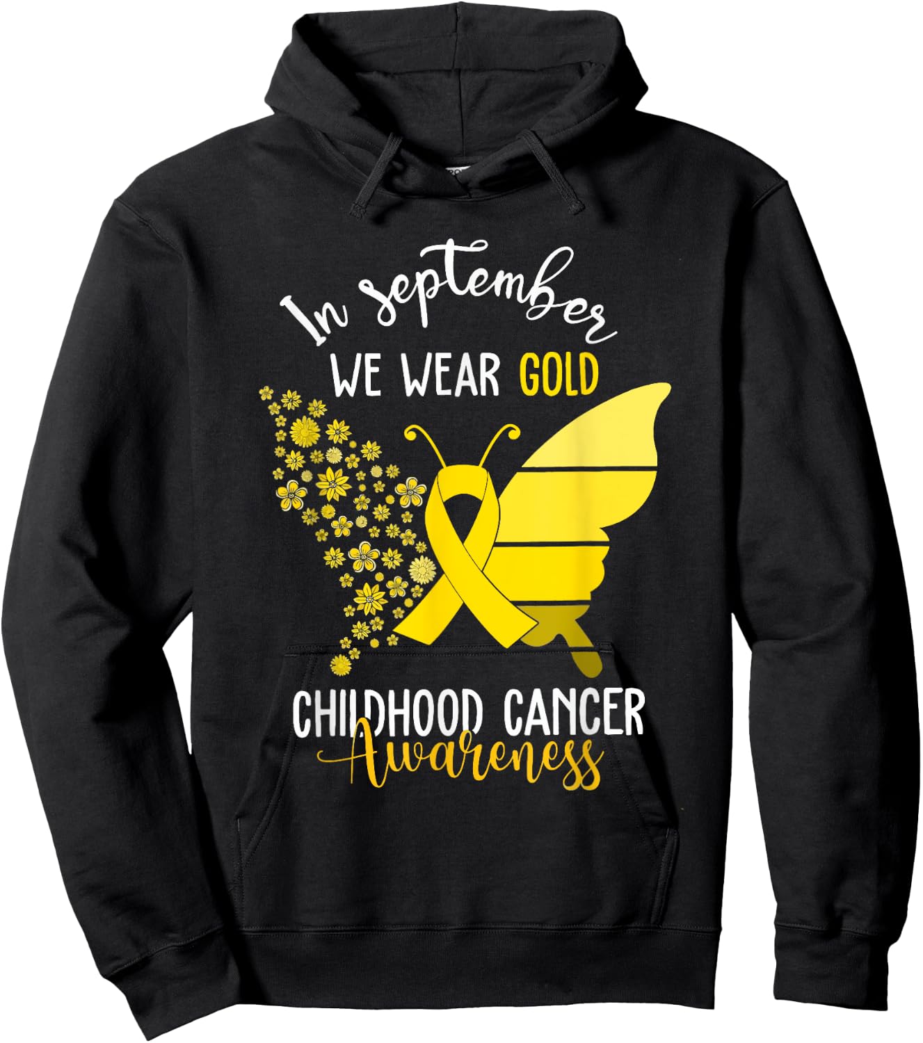 Childhood Cancer Awareness Shirts In September We Wear Gold Hoodie - Hoodie | Black