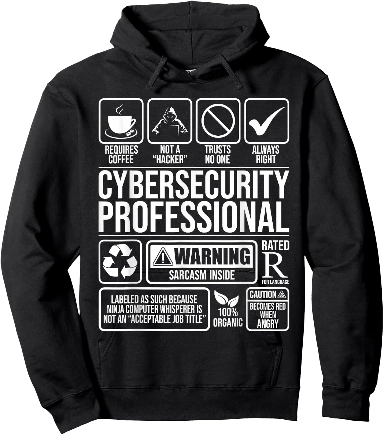 Cybersecurity Professional - Hacker Certified Tech Security Hoodie - Hoodie | Black