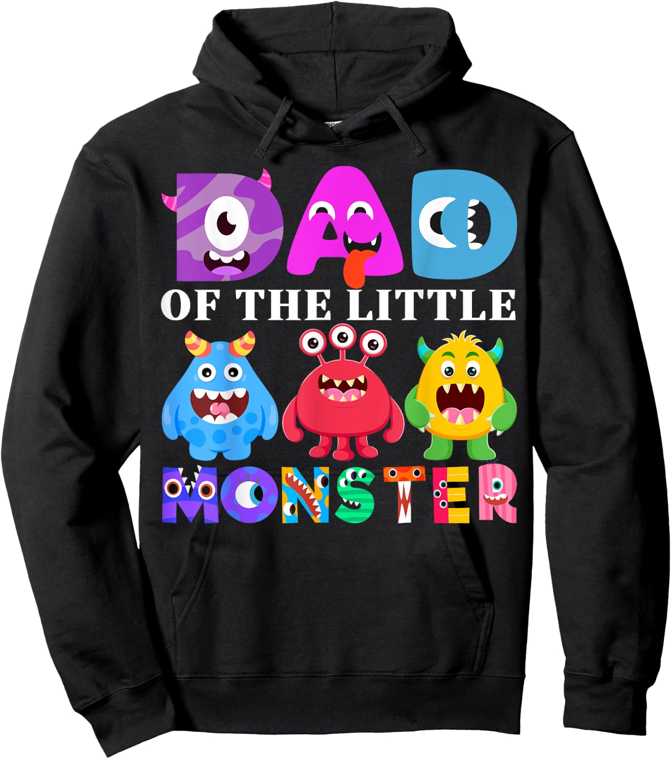 Dad Little Monster Kids 1st Birthday Party Family Monster Hoodie - Hoodie | Black