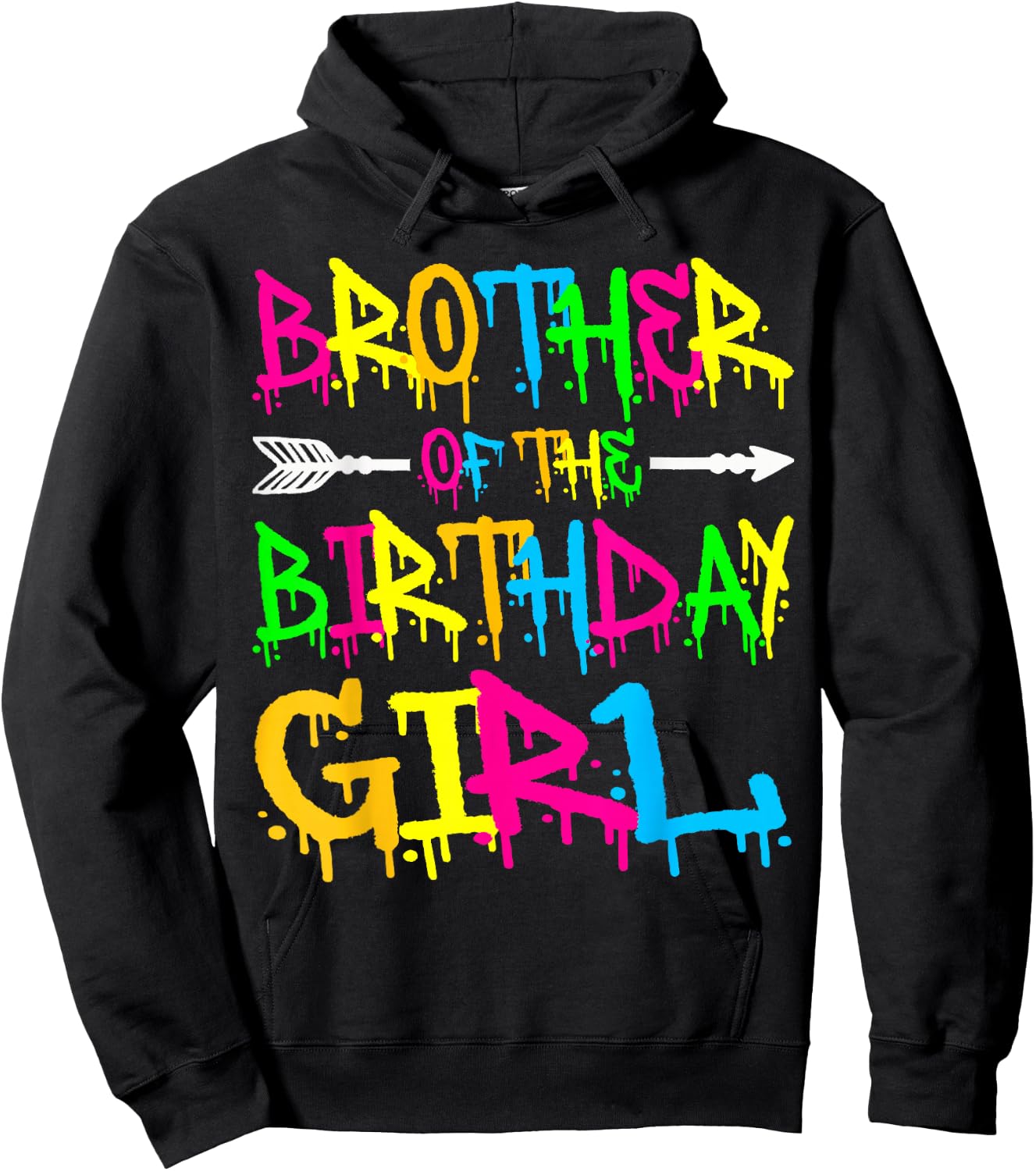 Brother of the Birthday Girl Retro 80's Party Shirt Hoodie - Hoodie | Black