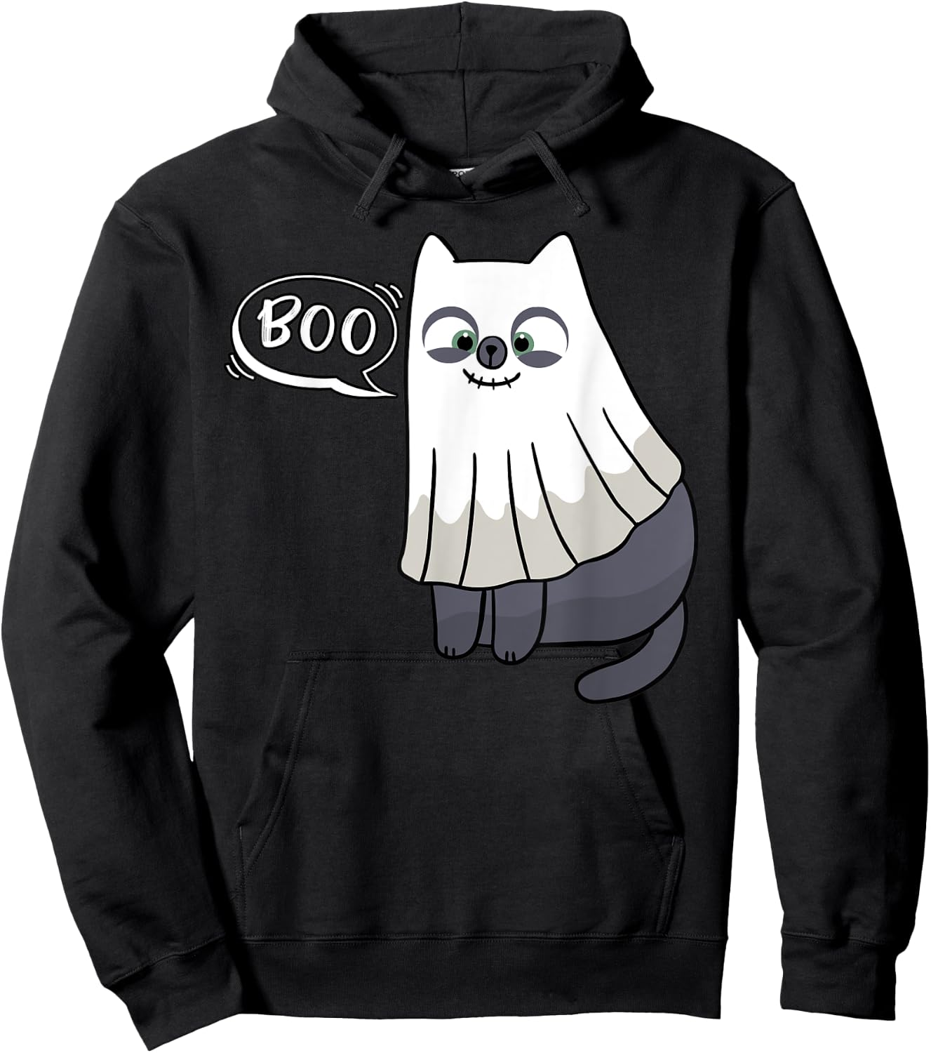 Cute Boo Halloween Kitten Cat Ghost Costume Kids Adult Hoodie - Hoodie | Black
