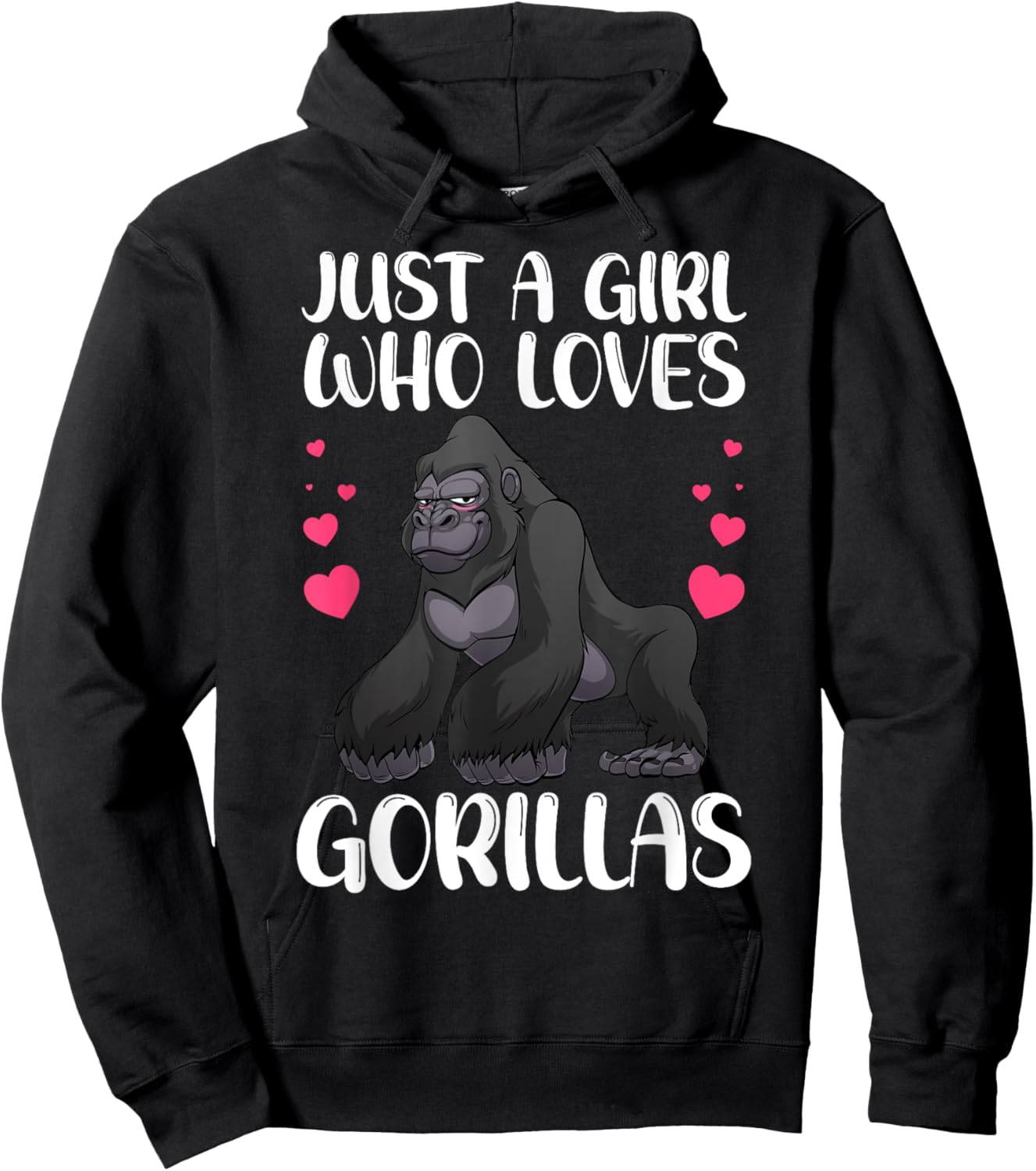 Funny Gorilla Design For Girls Kids Women Gorilla Ape Lover Hoodie - Hoodie | Black