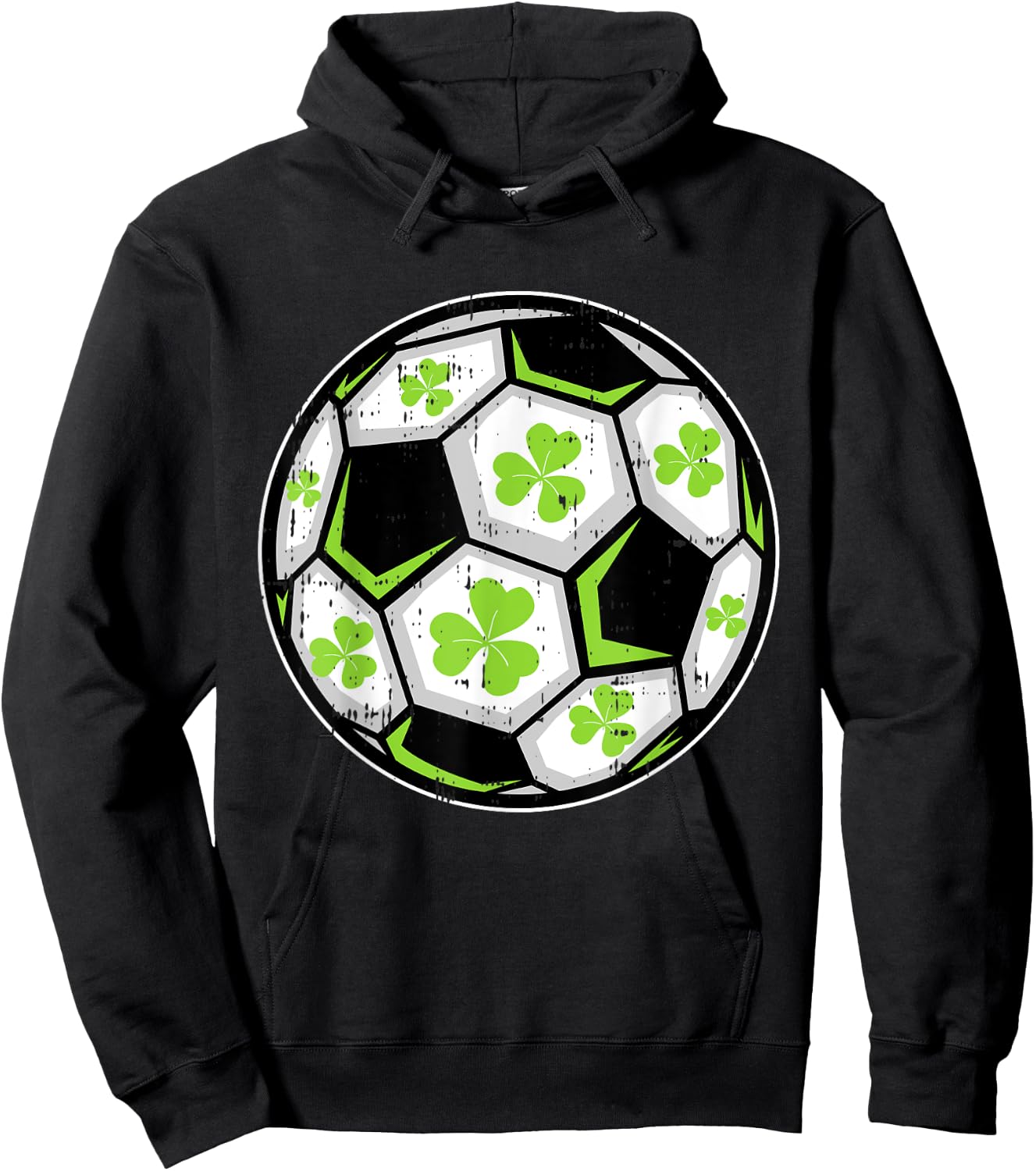 Soccer Ball Shamrock St Patricks Day Clover Sport Boys Girls Hoodie - Hoodie | Black