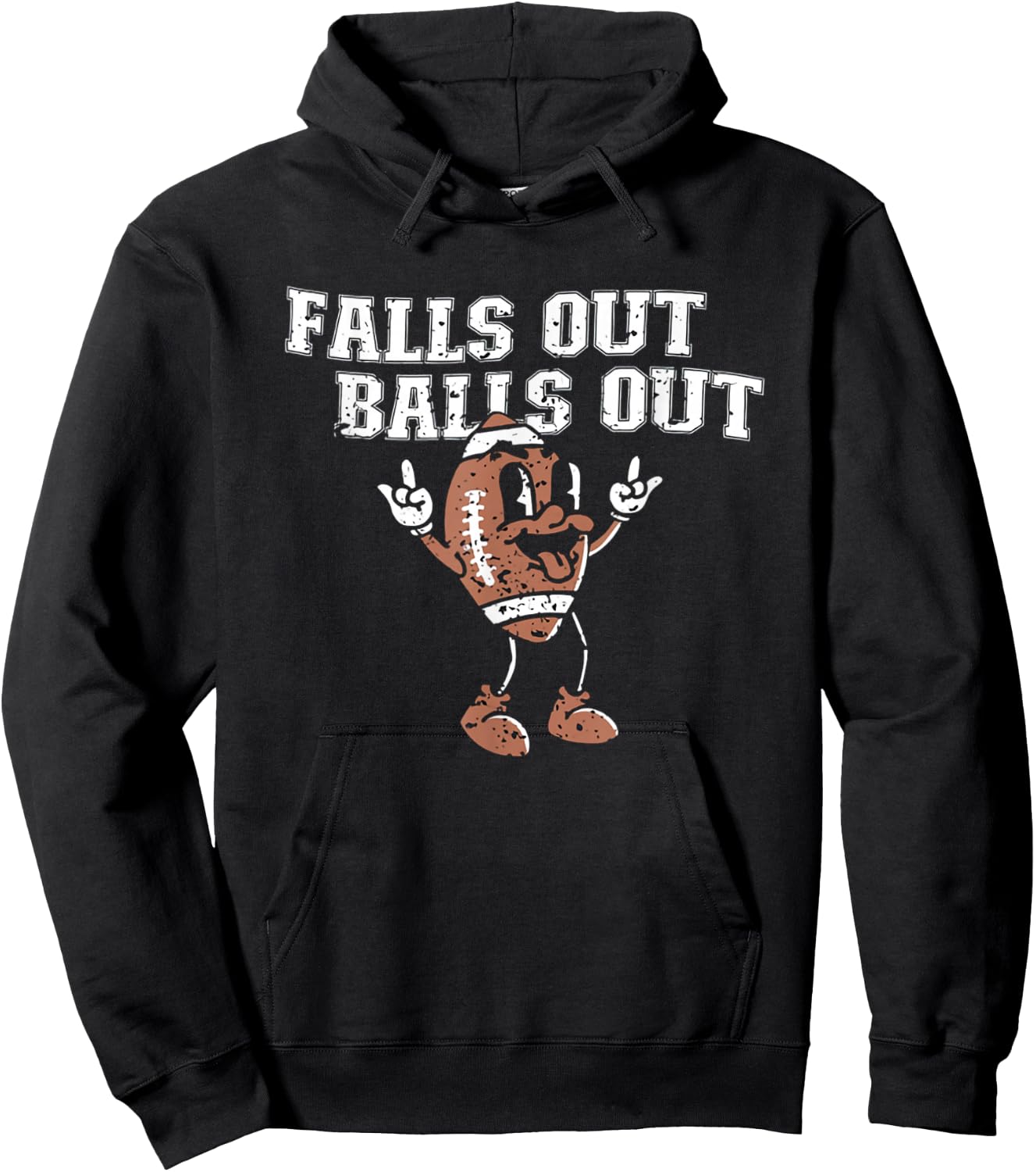 Retro Falls Out Balls Out Football Vintage Thanksgiving Hoodie - Hoodie | Black