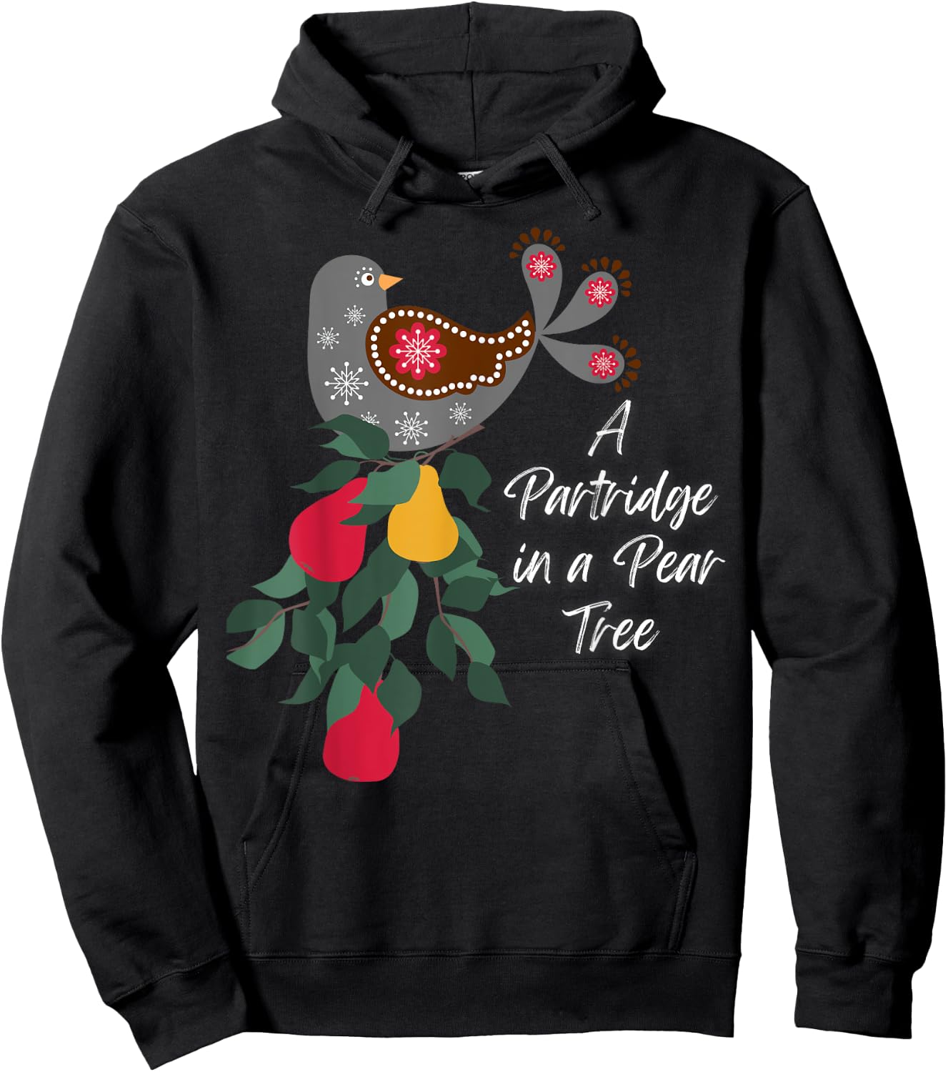 LittleFeats -Adult 12 Days of Christmas Song , Black, Small, Short Sleeve, Classic Fit, Cotton 60% Polyester 40% Hoodie - Hoodie | Black