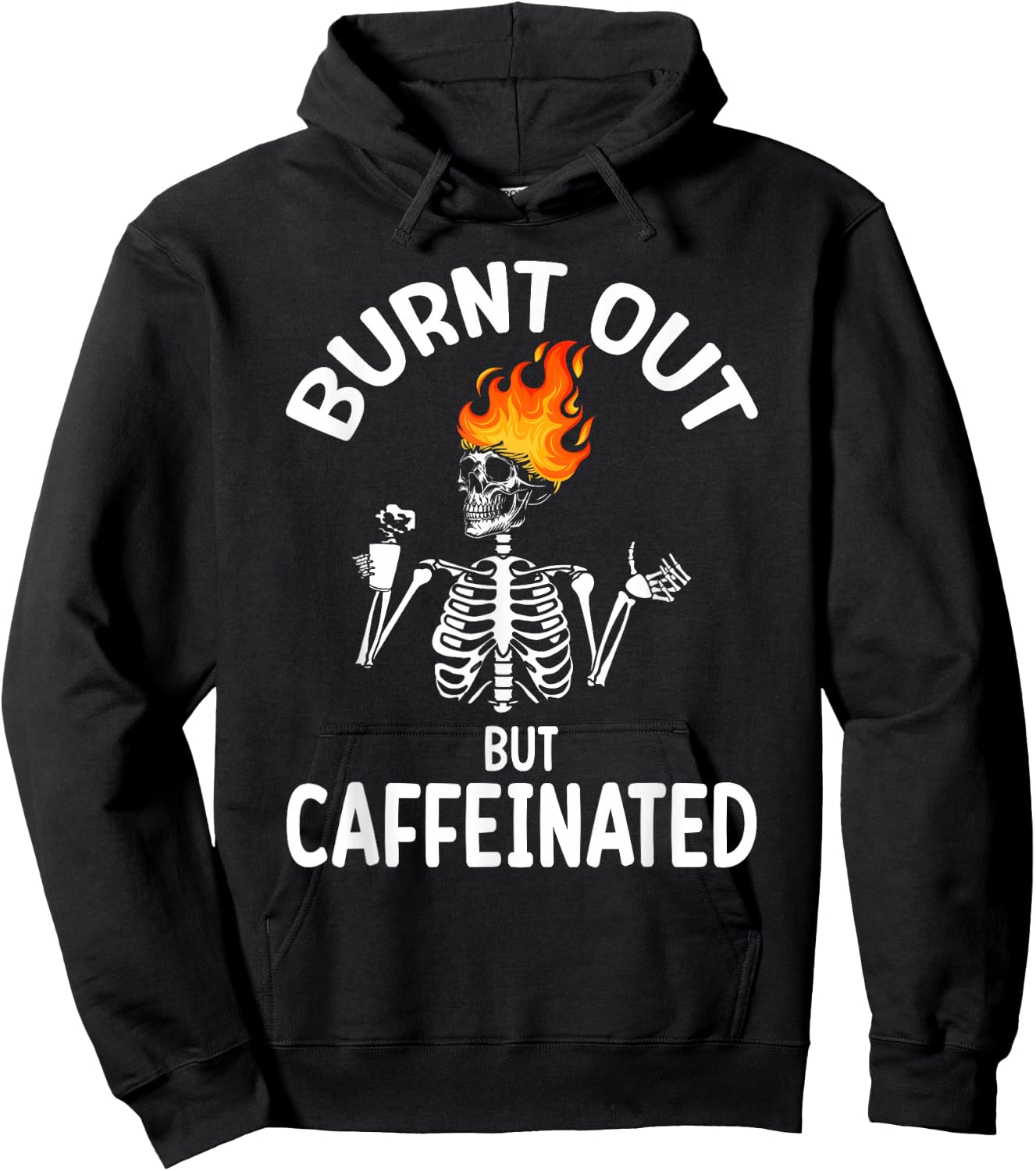 Burn Out Funny Skeleton Hoodie - Hoodie | Black