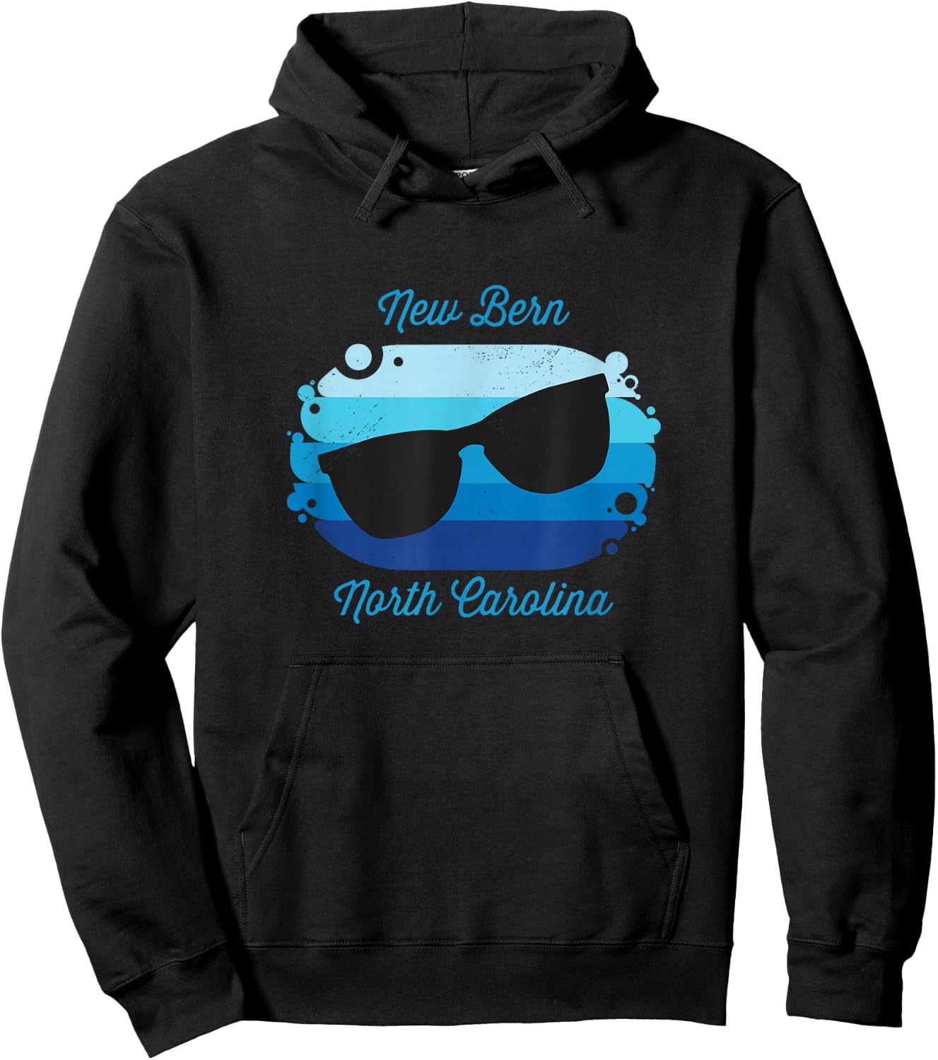 New Bern NC North Carolina Souvenir Nautical Surfer Graphic Hoodie - Hoodie | Black