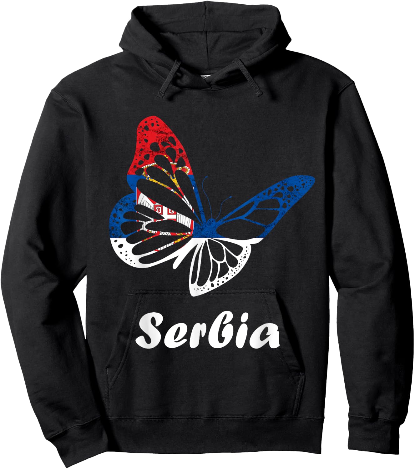 Serbian Butterfly Serbian Roots Srbija Serbia Serbian Flag Hoodie - Hoodie | Black