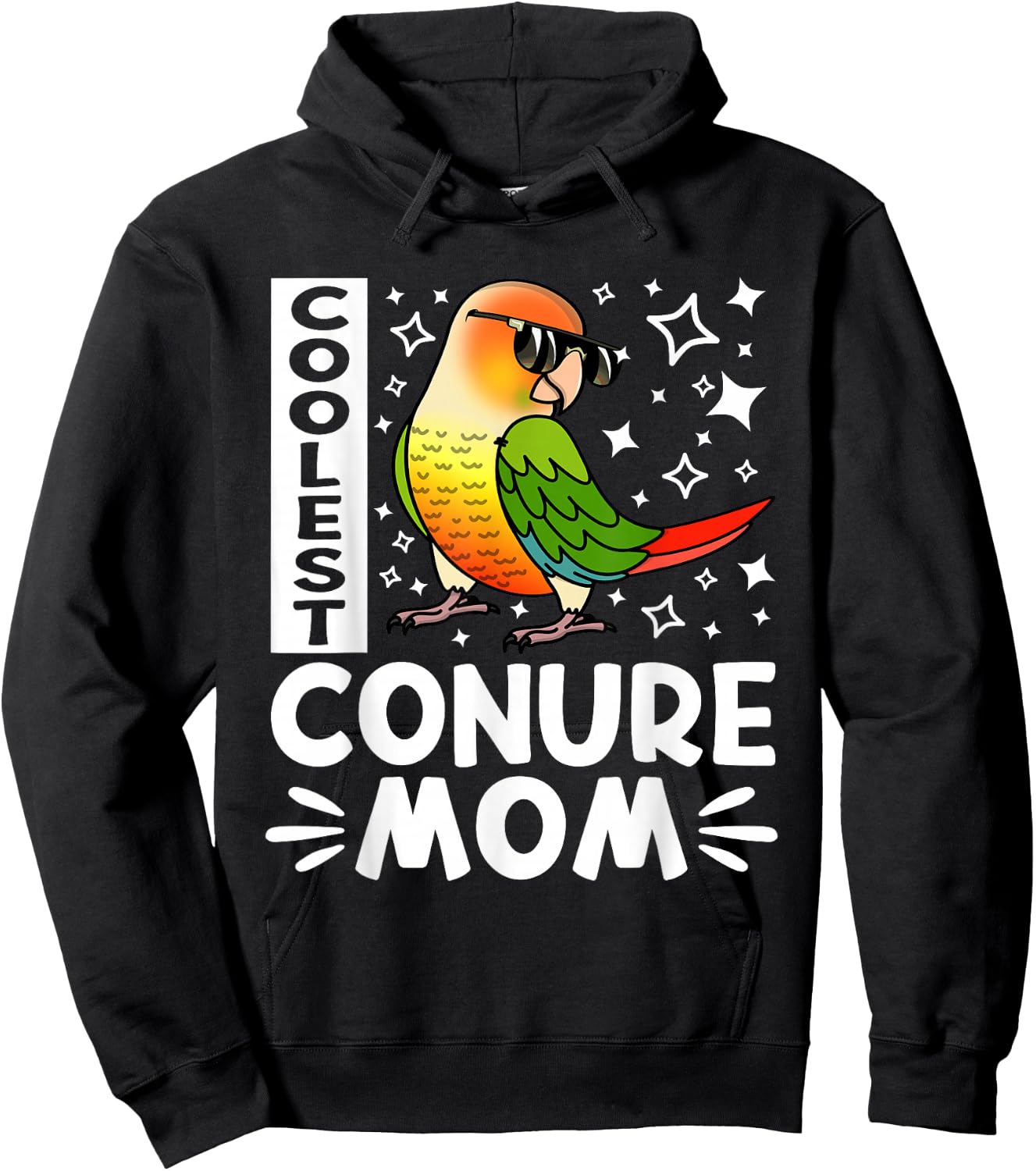 Coolest Conure Parrot Mom I Green Cheek Pineapple Conure Hoodie - Hoodie | Black