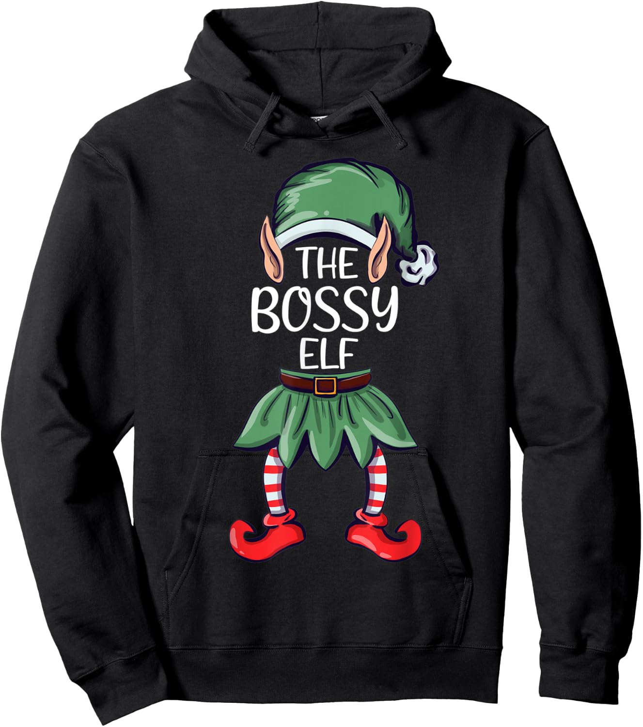 The Bossy Elf Elf Christmas Matching Family Group Elf Hoodie - Hoodie | Black
