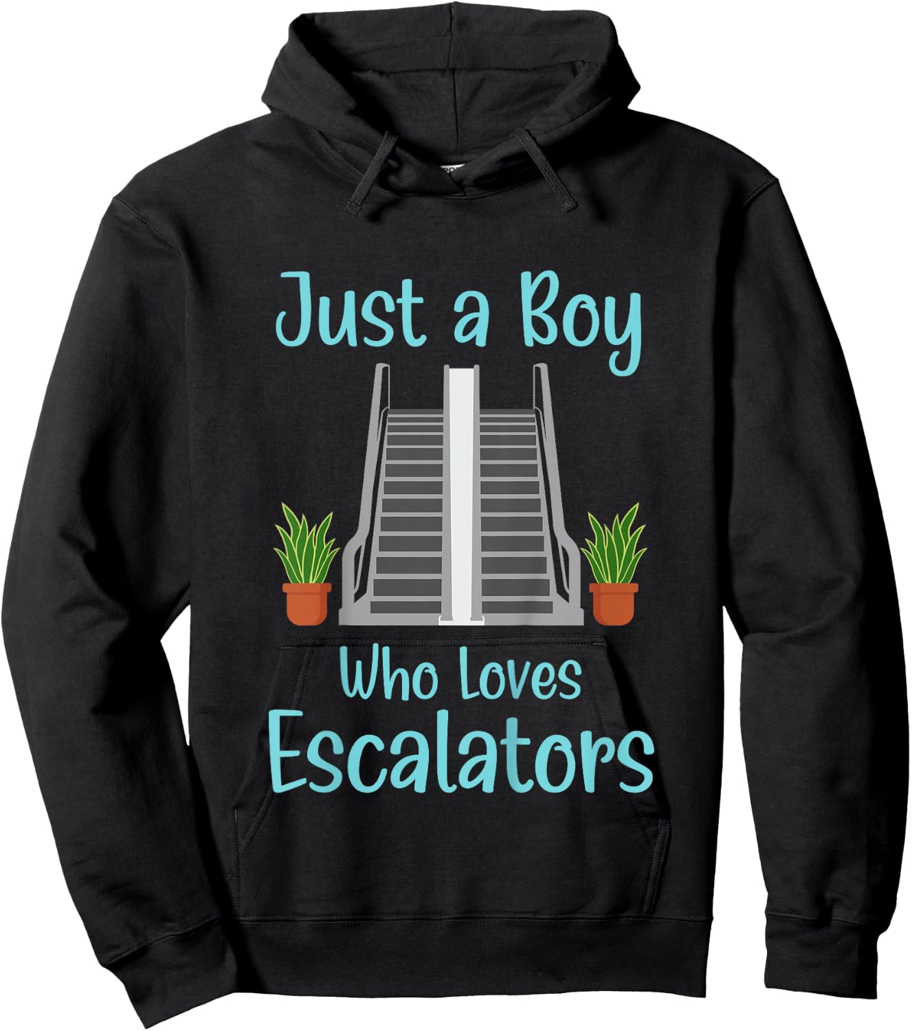 Kids Just A Boy Who Loves Escalators Cute Distracted By Escalator Hoodie - Hoodie | Black