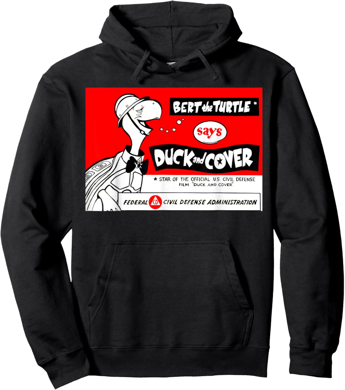 Bert The Turtle 1950s Retro Bomb Safety Poster Art Hoodie - Hoodie | Black
