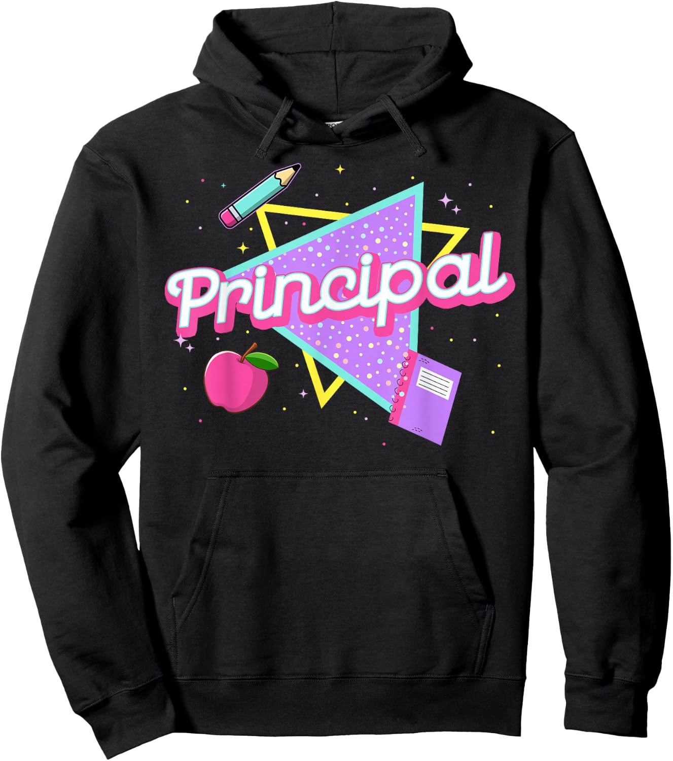 Cute Principal Shirt Retro 80's 90's Style Principal Gifts Hoodie - Hoodie | Black