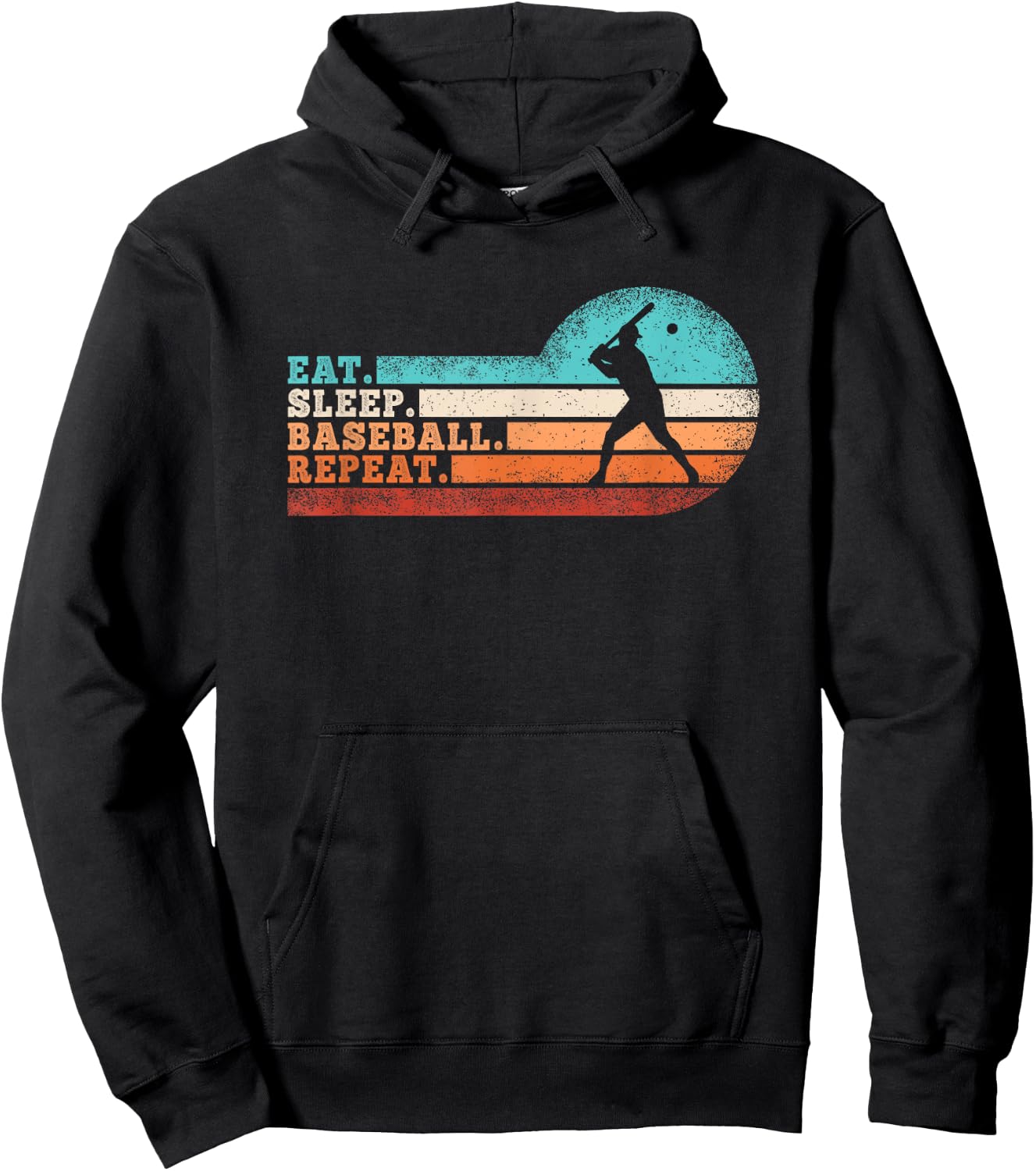 Eat Sleep Baseball Repeat Funny Baseball Lover Men Boys Hoodie - Hoodie | Black