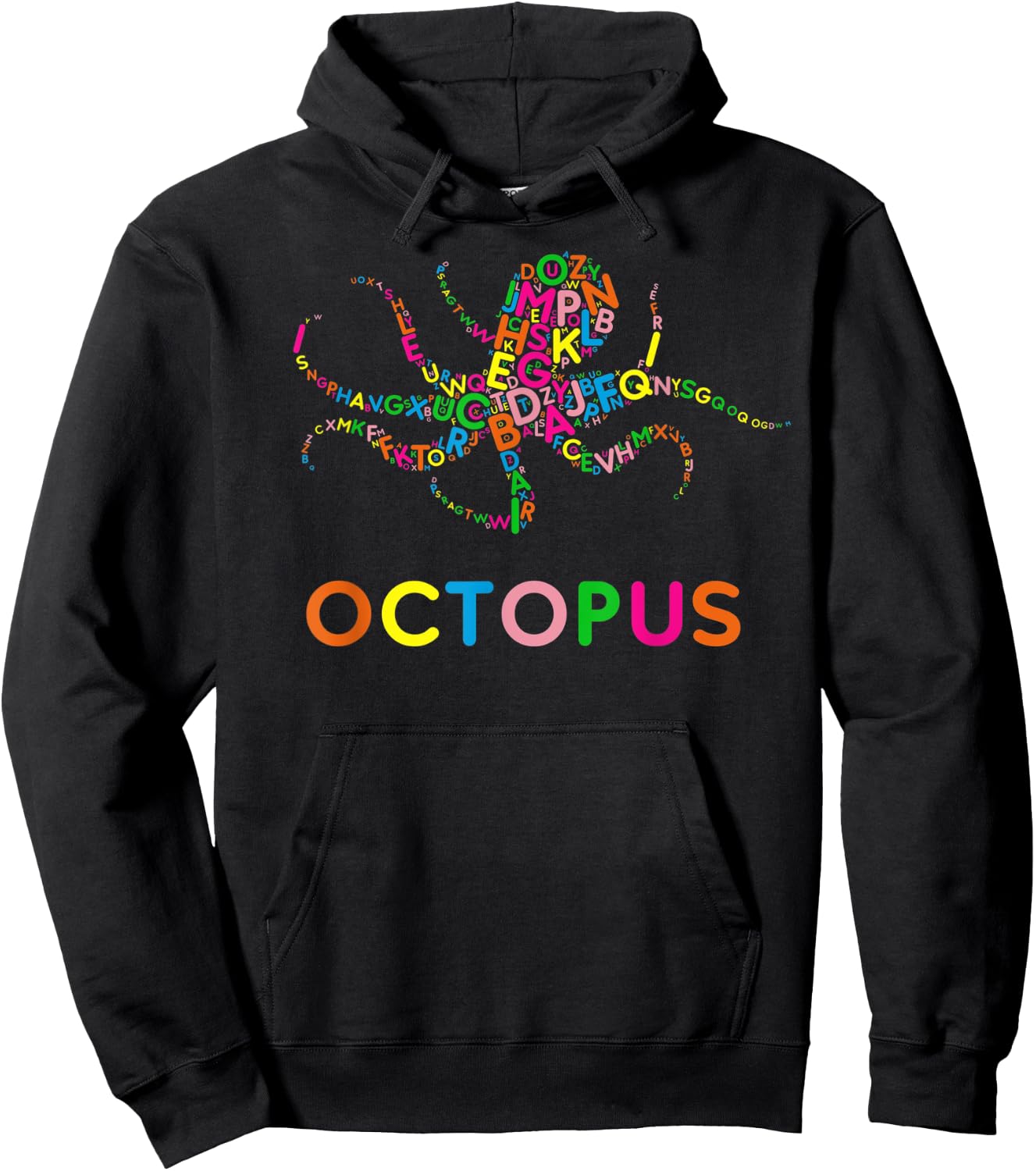 Funny Alphabet Letters Learning ABCs Toddler Kids - OCTOPUS Hoodie - Hoodie | Black