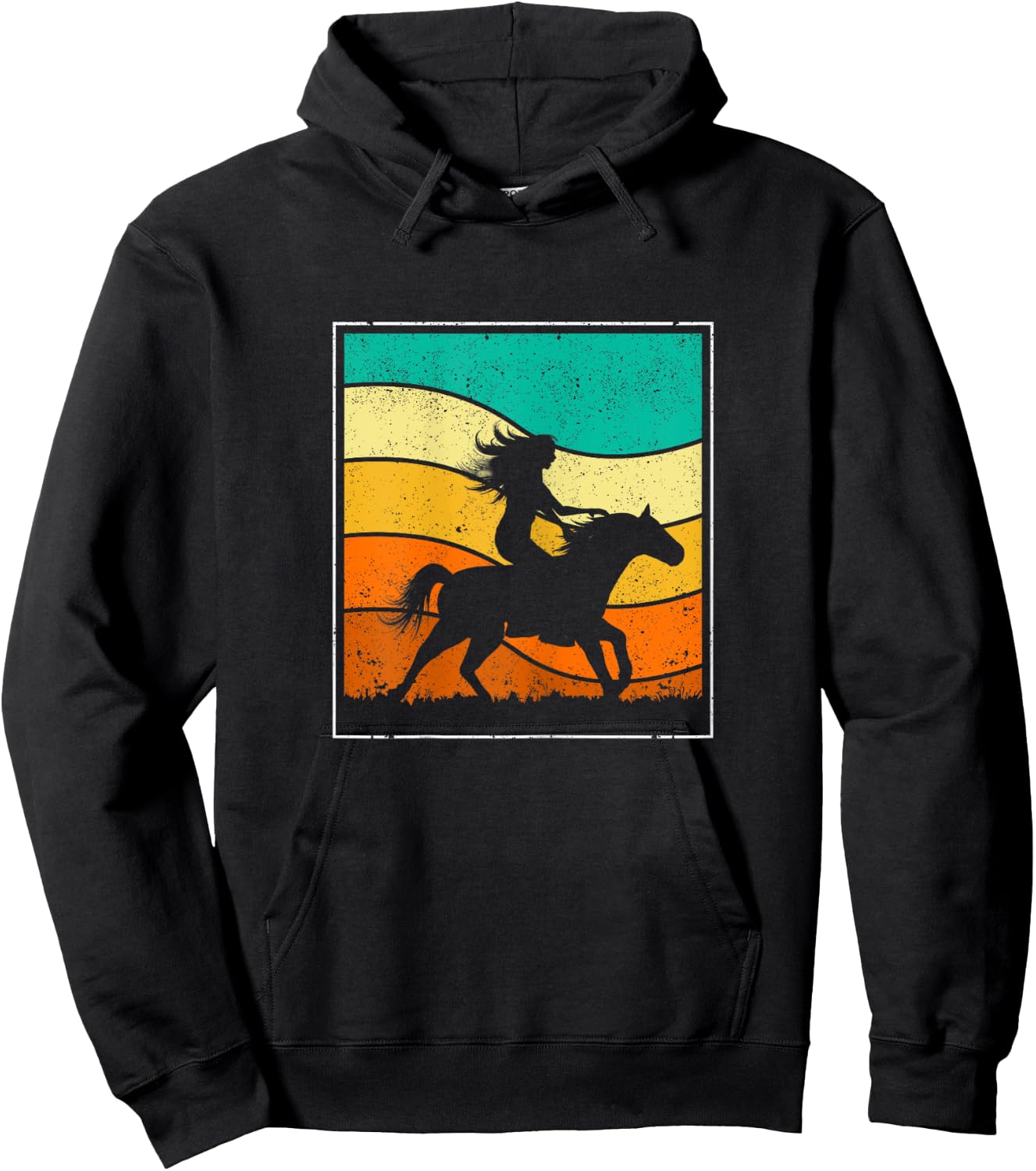 Girl Horse Riding Vintage Cowgirl Texas Ranch Horses Girls Hoodie - Hoodie | Black