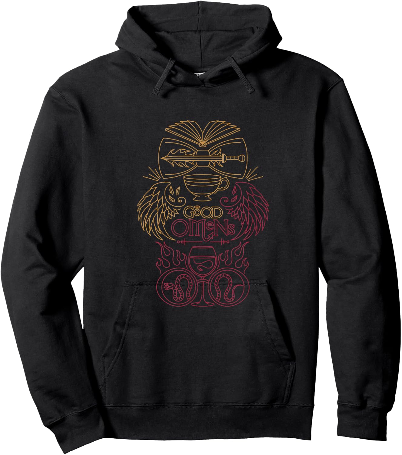 Good Omens - Gold and Red Crest Hoodie - Hoodie | Black