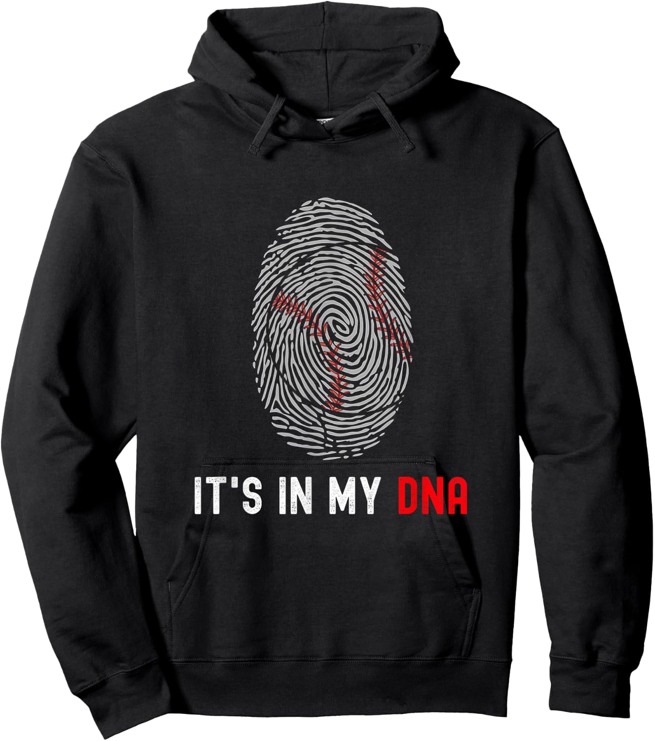Funny Baseball Fingerprint It's in my DNA Baseball Player Hoodie - Hoodie | Black
