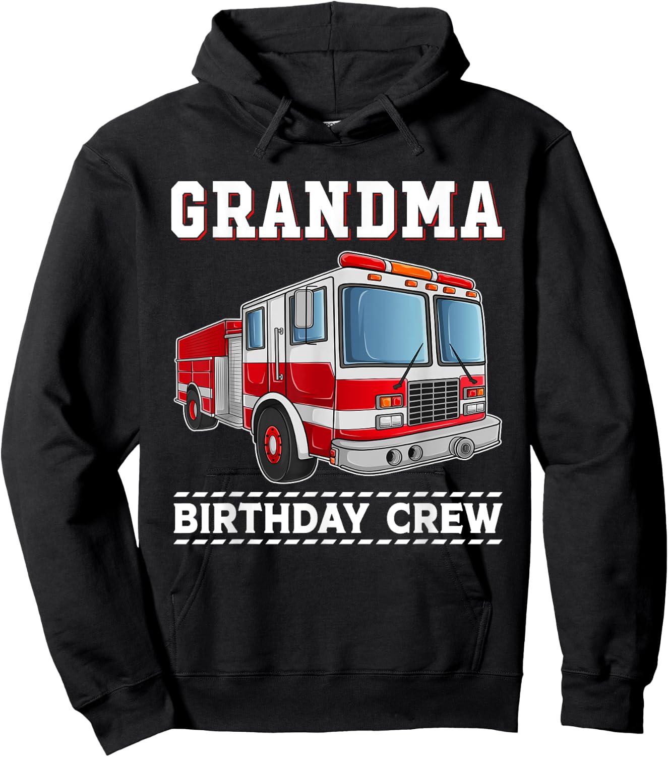 Grandma Birthday Crew Fire Truck Themed Family Matching Hoodie - Hoodie | Black