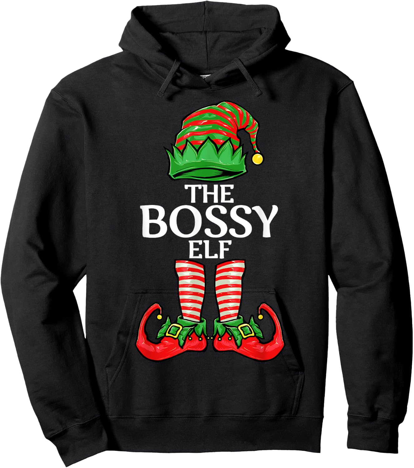 Bossy Elf Christmas Family Matching Group Hoodie - Hoodie | Black