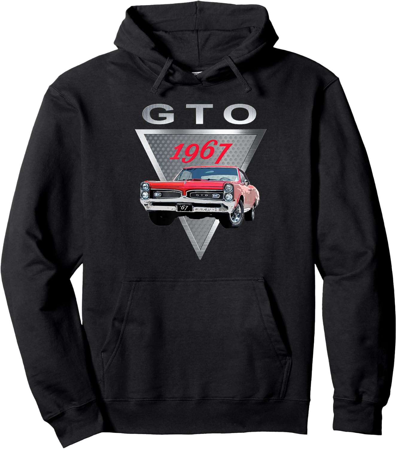 American Muscle CAR, RED 1967 GTO, Classic HOT RODS, CAR Guy Hoodie - Hoodie | Black