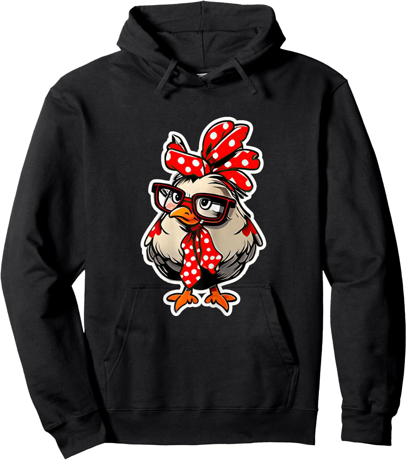 Cute Chicken With Bandana Headband and Glasses Women Girl Hoodie - Hoodie | Black
