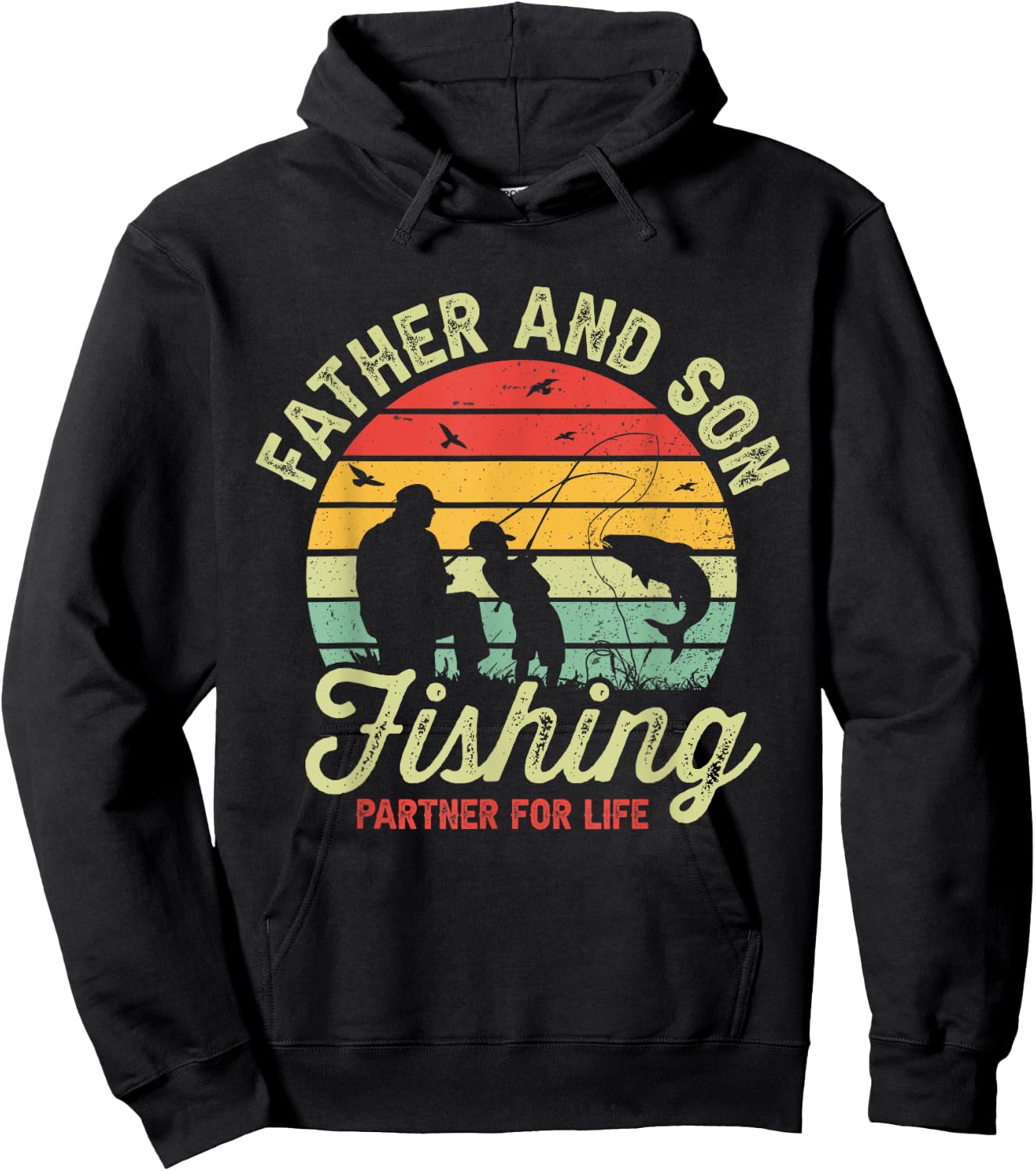 Retro Dad And Son Fishing Partners For Life Fathers Day Hoodie - Hoodie | Black