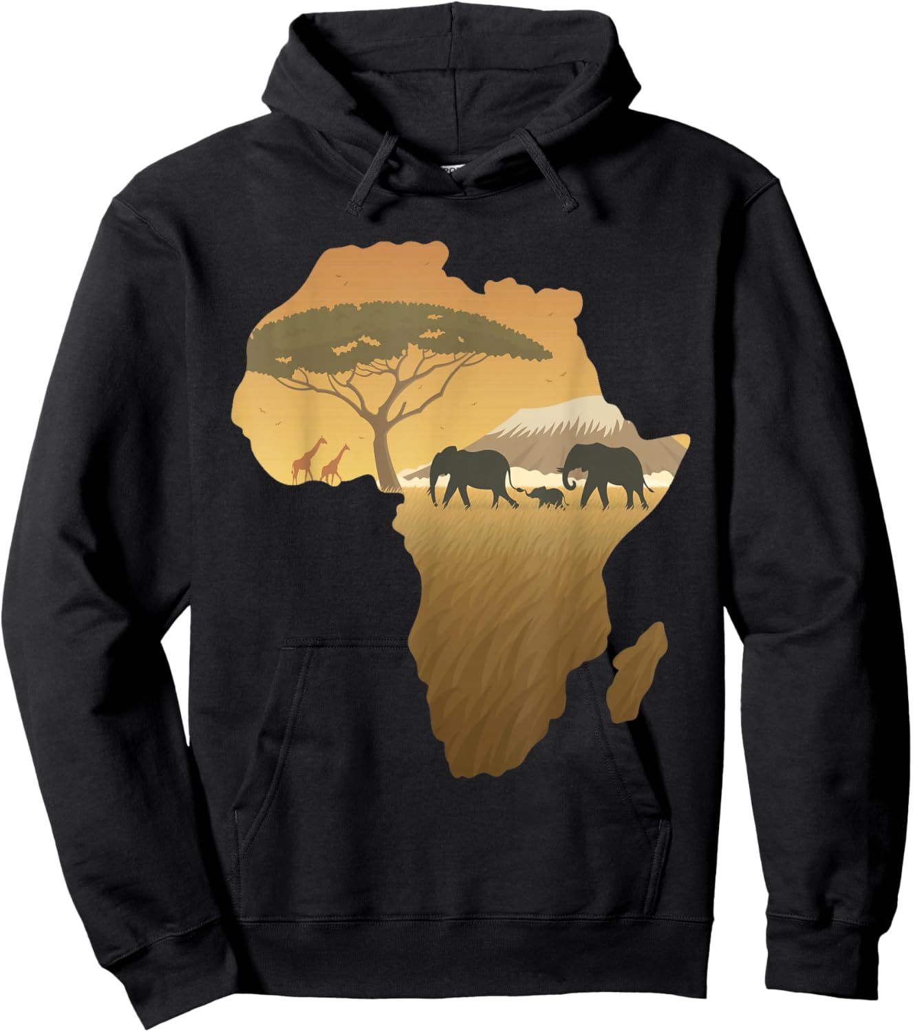 Africa Elephant Map Dad South Animal Big Five Safari Hoodie - Hoodie | Black