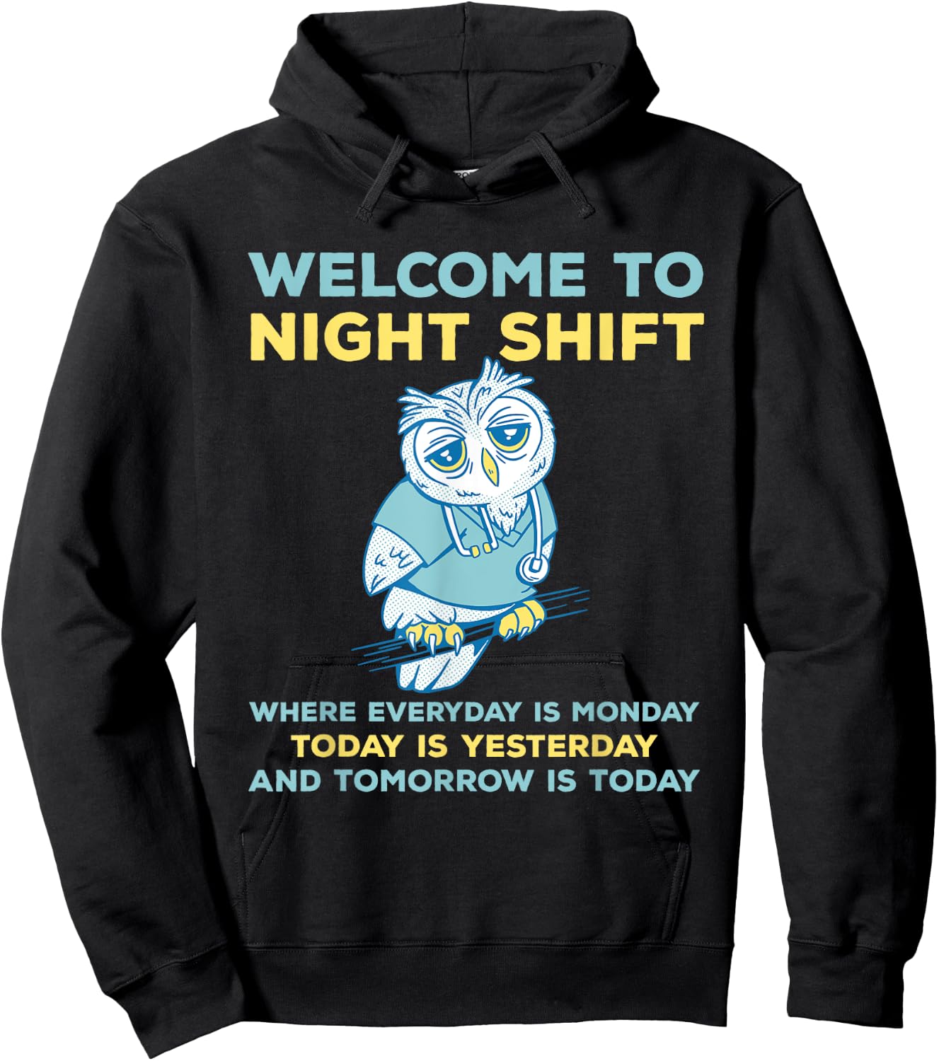 Funny Night Shift Quote Owl Graveyard Shift Hoodie - Hoodie | Black