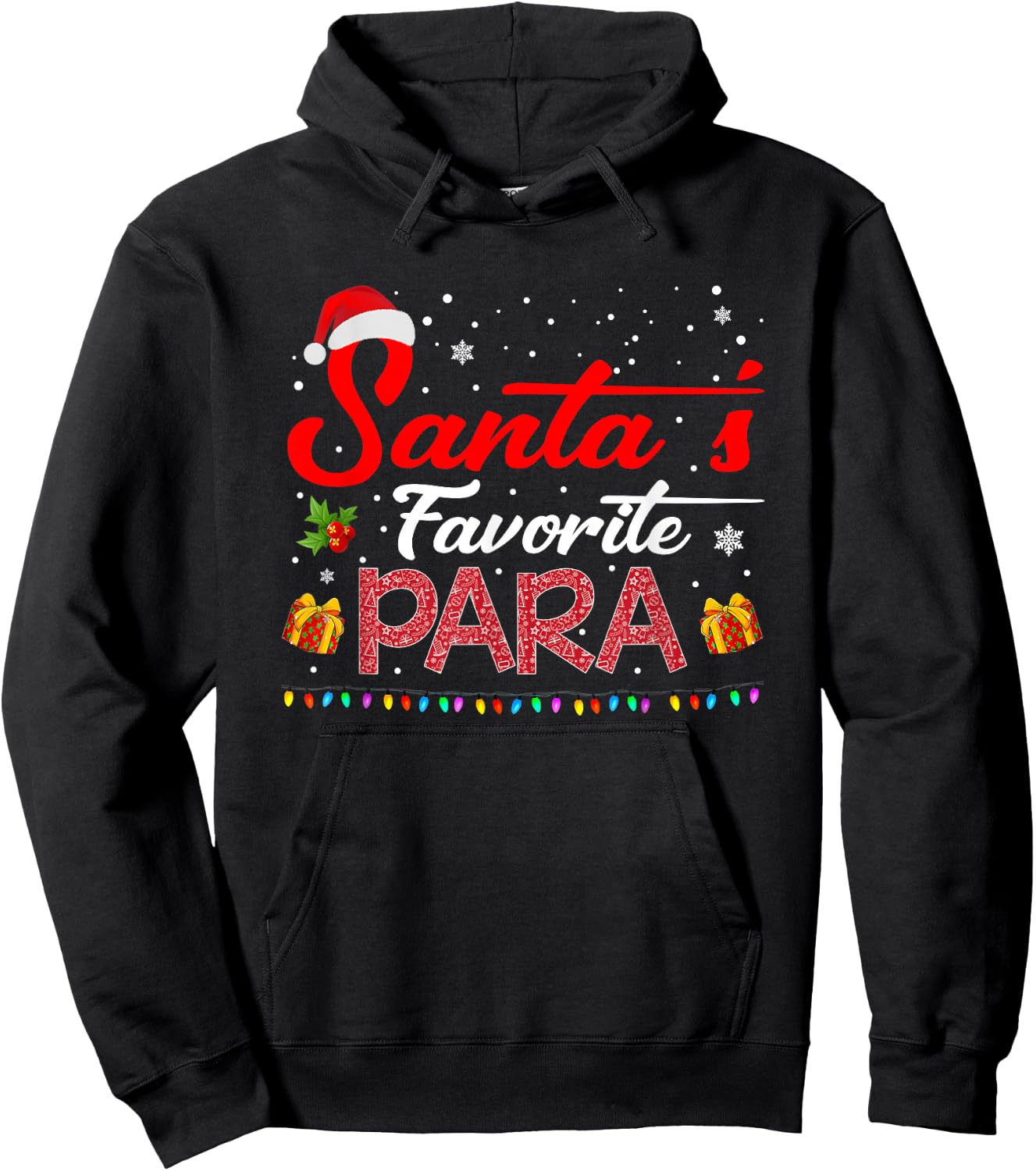 Santa's Favorite Para Christmas Paraprofessional Teacher Hoodie - Hoodie | Black