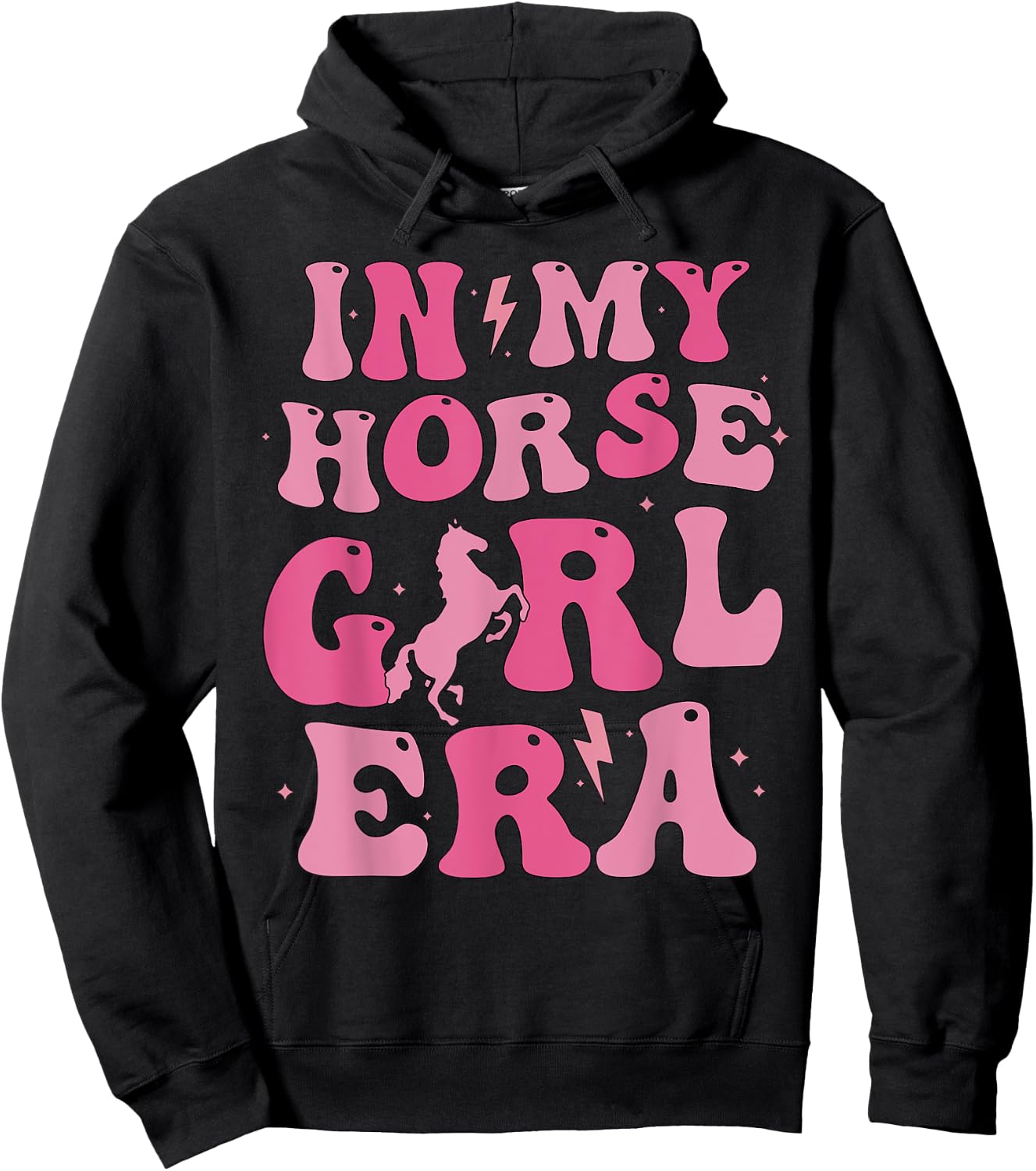 In my horse girl era cute horse girl horse lover groovy Hoodie - Hoodie | Black