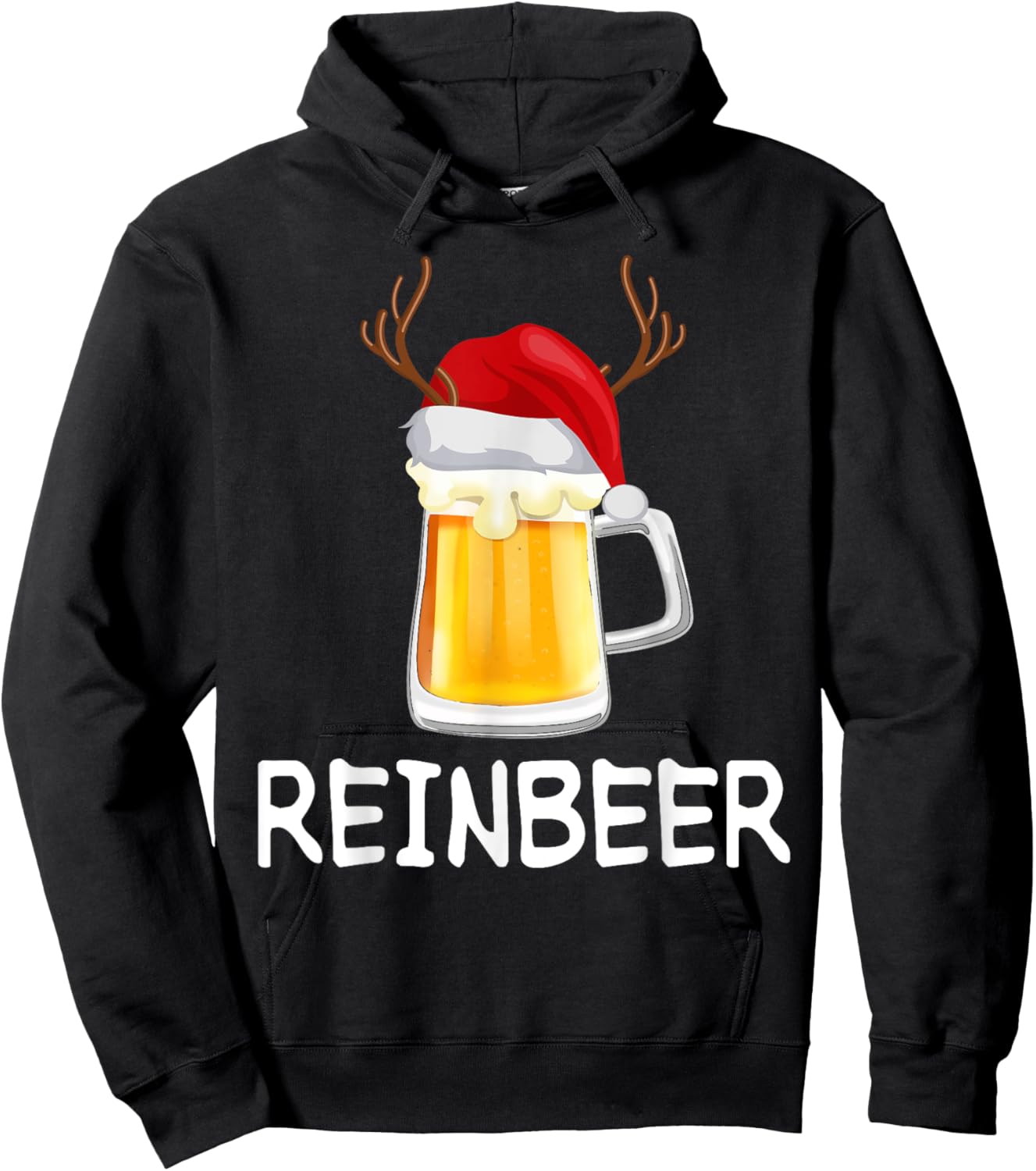ReinBeer WineDeer Funny Beer Wine Christmas Couples Matching Hoodie - Hoodie | Black