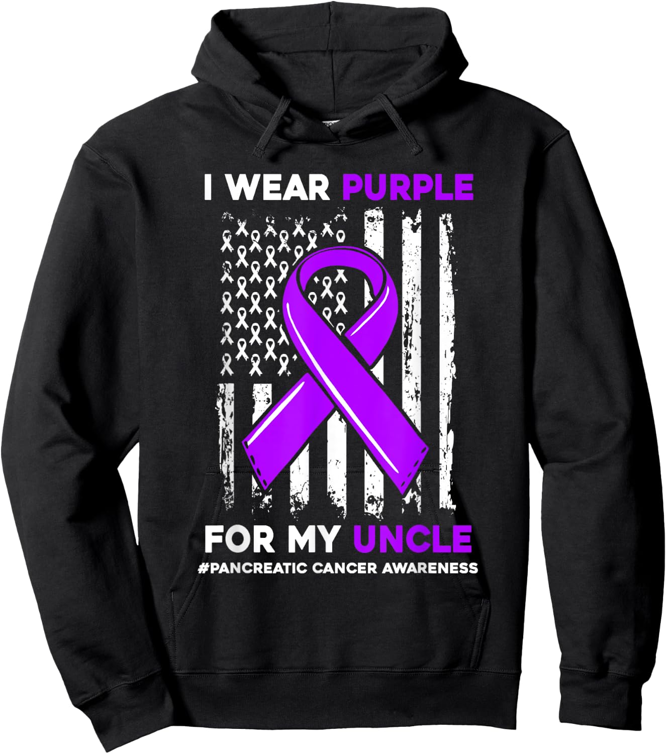I Wear Purple For My Uncle Pancreatic Cancer Awareness Hoodie - Hoodie | Black