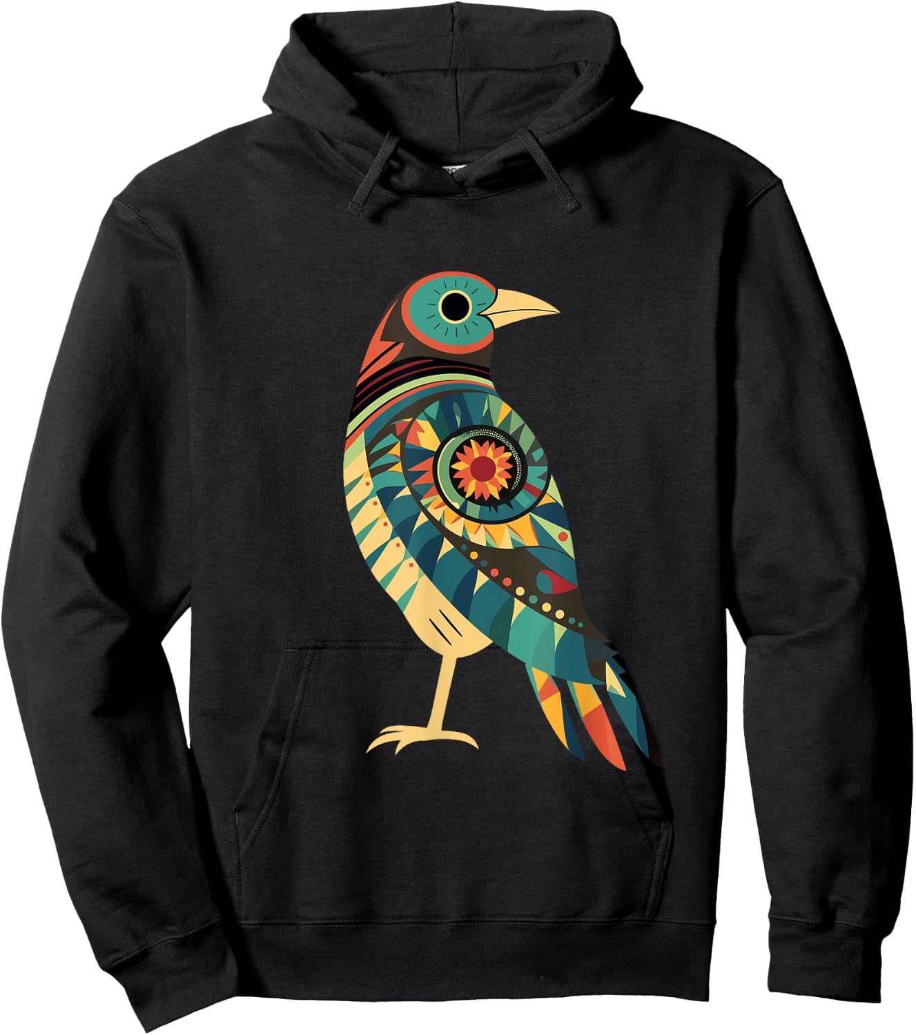 Hopi Art American Style Bird Tribal Design Hoodie - Hoodie | Black
