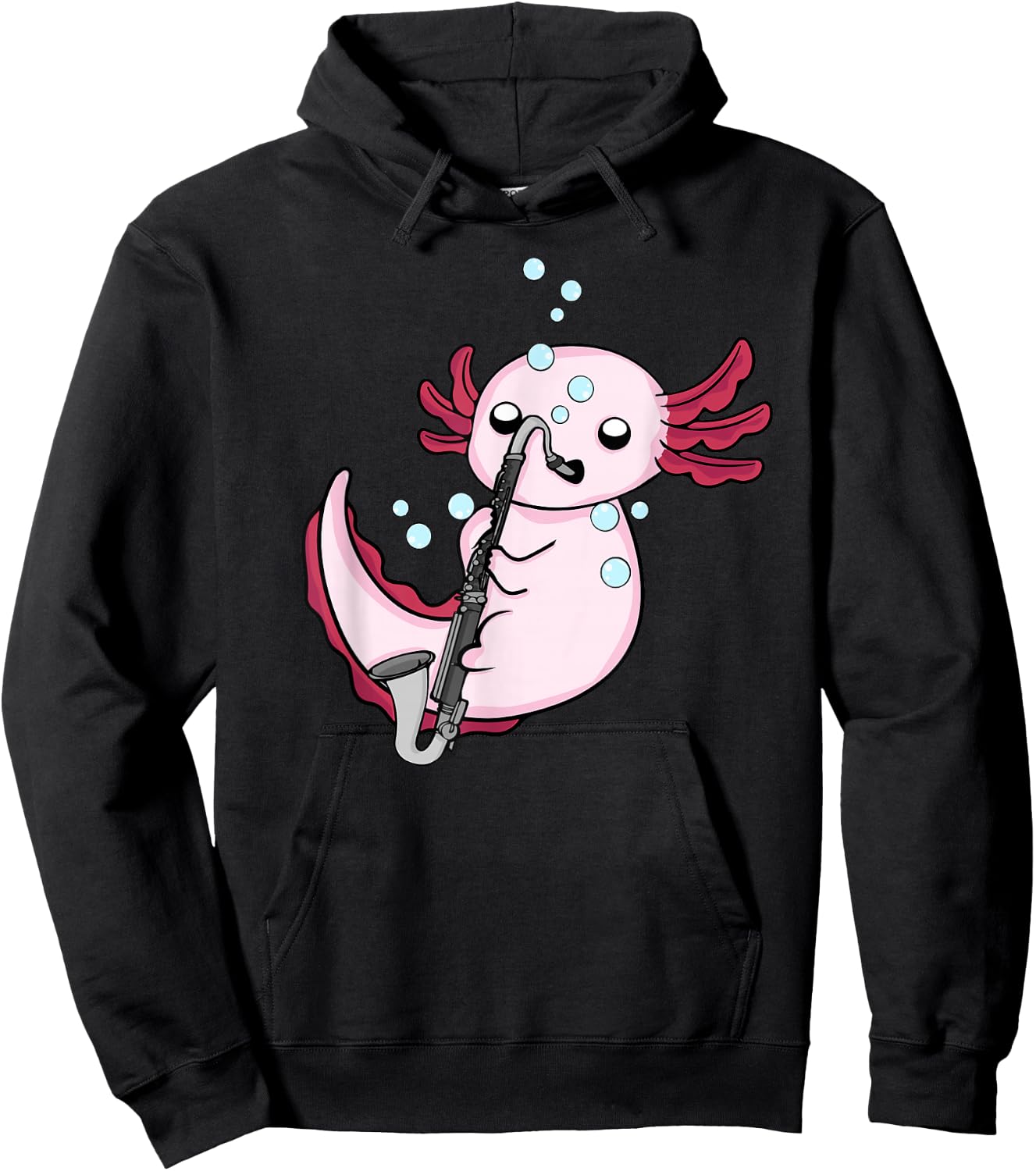 Bass Clarinet Player Kids Axolotl Music Lover Bass Clarinet Hoodie - Hoodie | Black